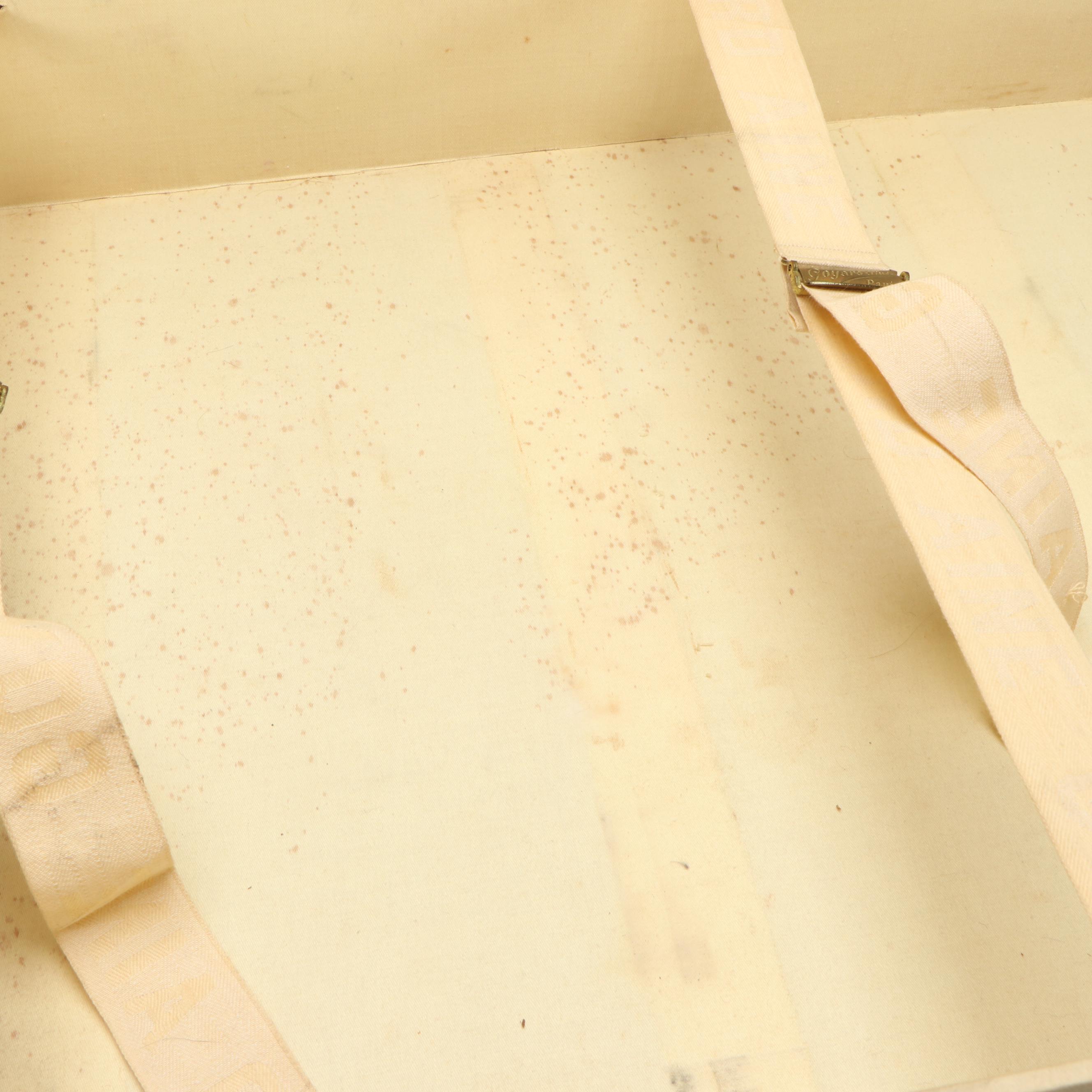 Antique Goyard Courier Style Trunk in Chevron Goyardine Canvas, Circa 1910