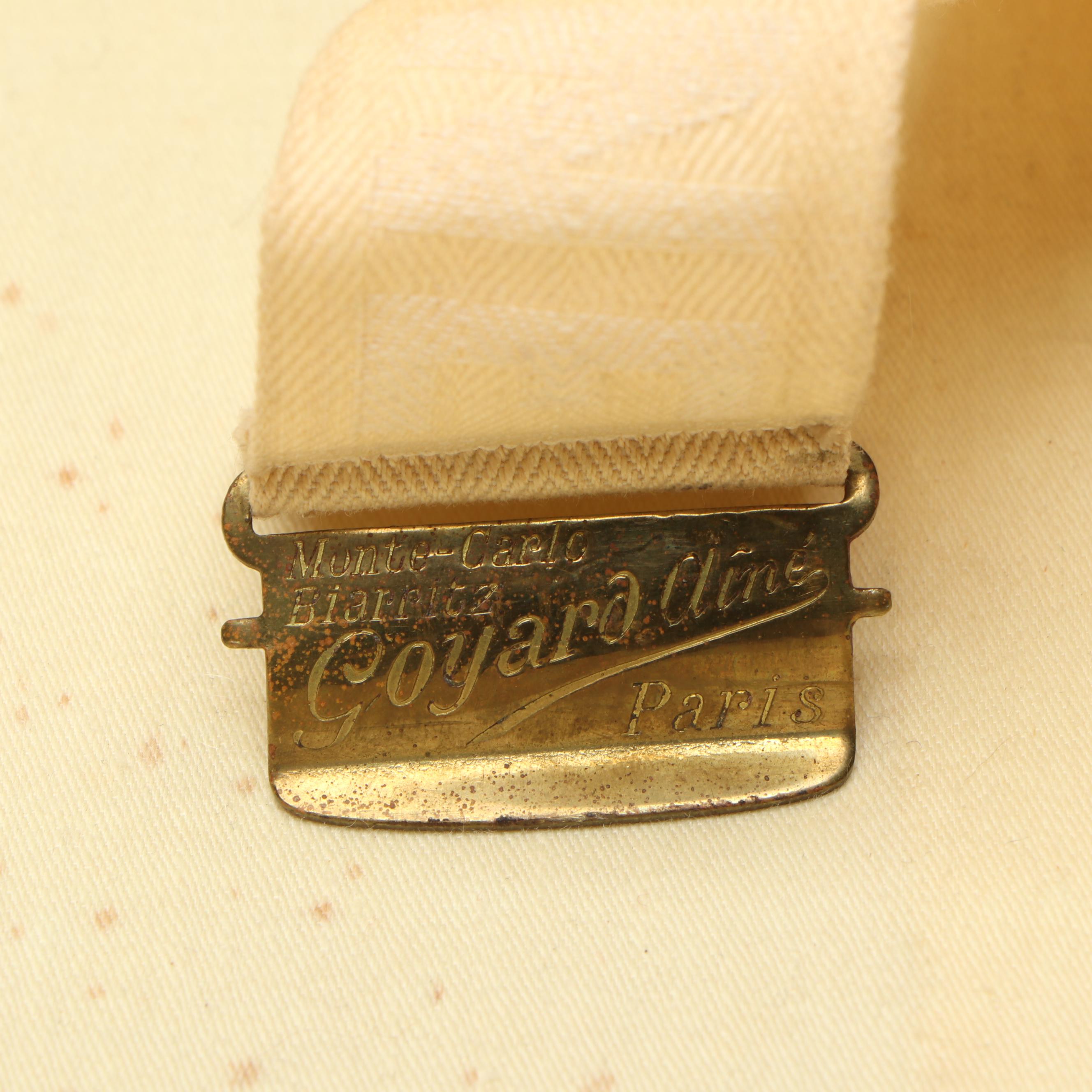 Antique Goyard Courier Style Trunk in Chevron Goyardine Canvas, Circa 1910