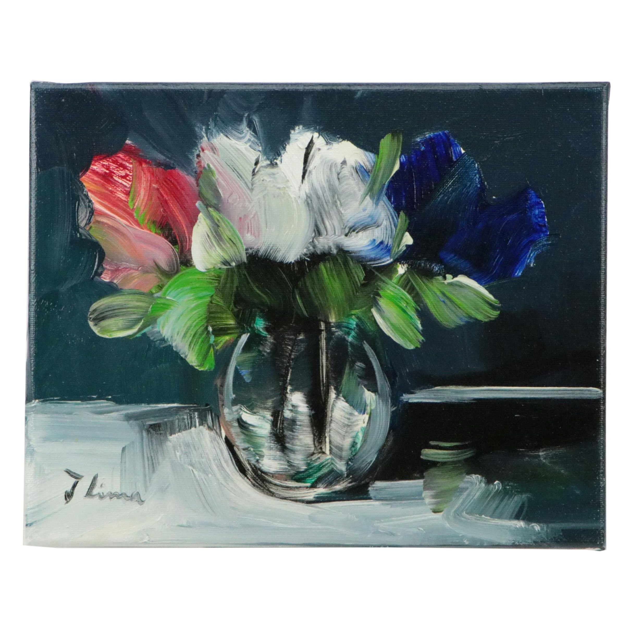 José M. Lima Floral Still Life Oil Painting, 2024