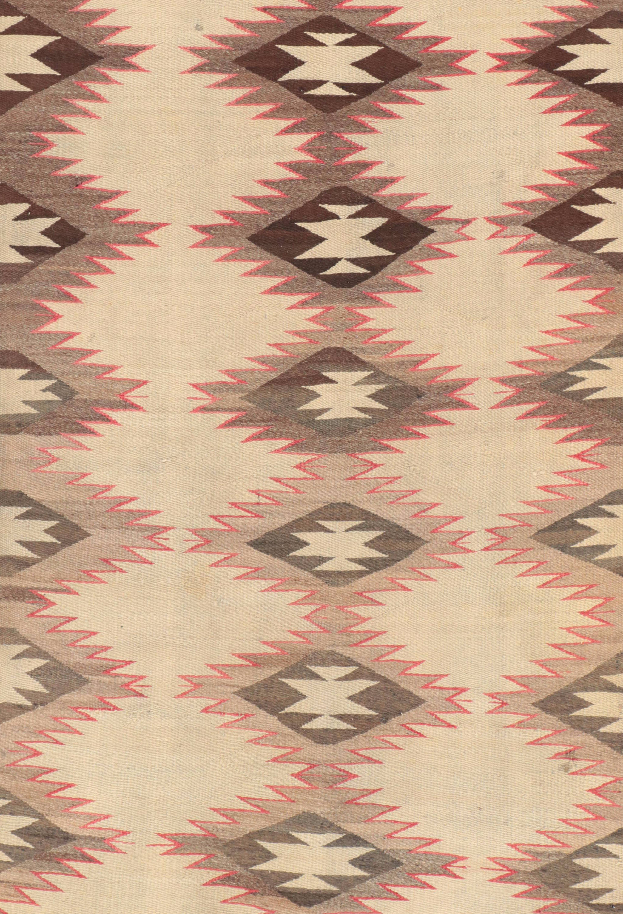 3'3 x 4'11 Handwoven Navajo Eye Dazzler Accent Rug, Early 20th Century