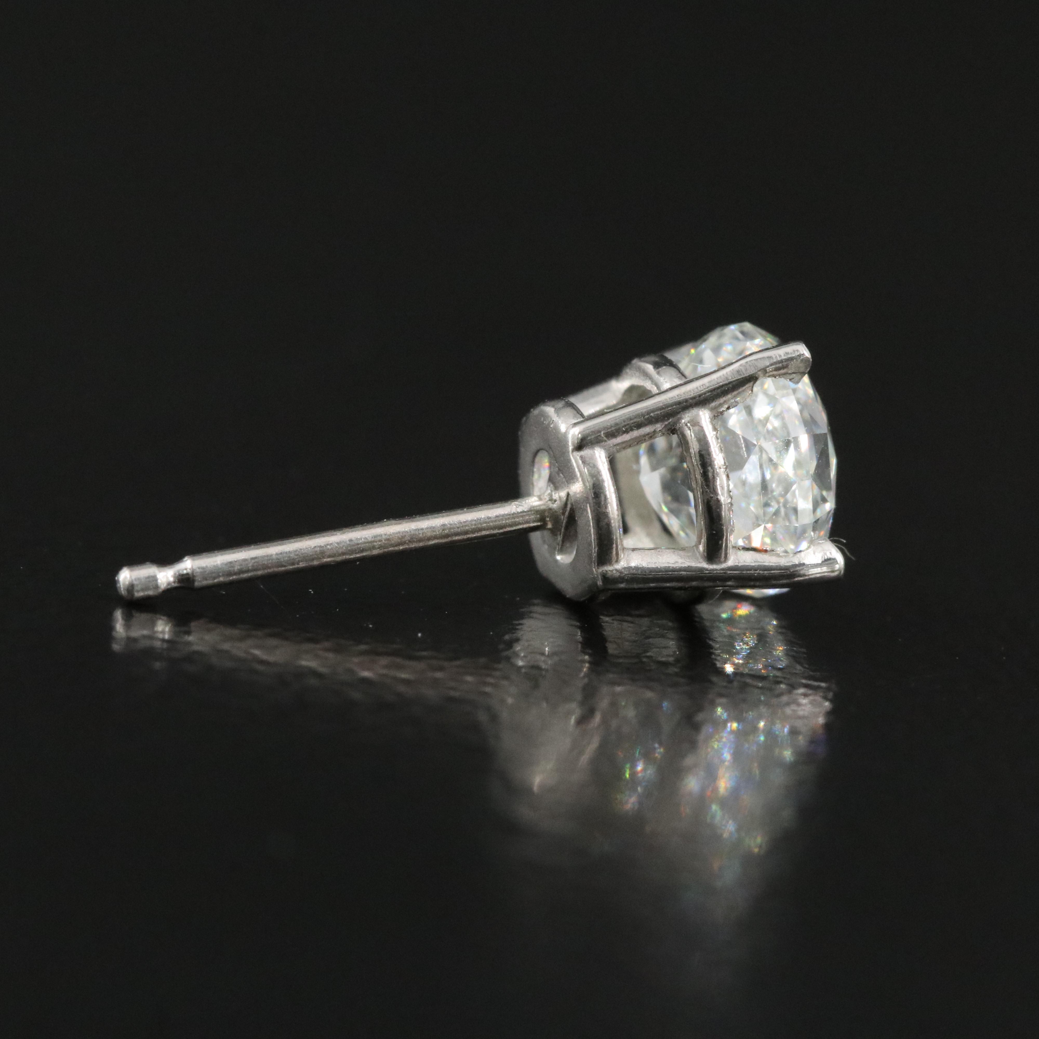 Platinum 2.02 CTW Diamond Stud Earrings with GIA Reports