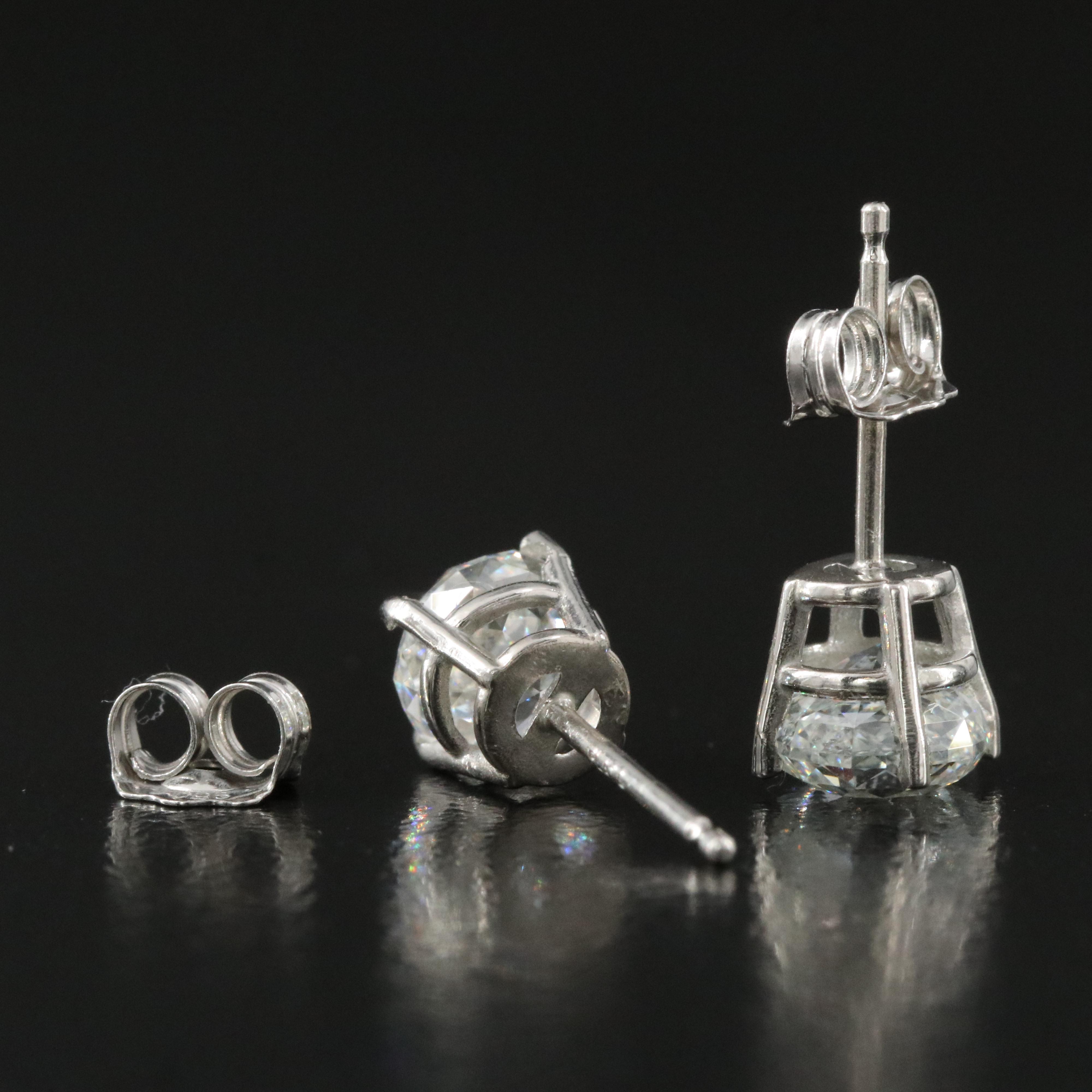 Platinum 2.02 CTW Diamond Stud Earrings with GIA Reports