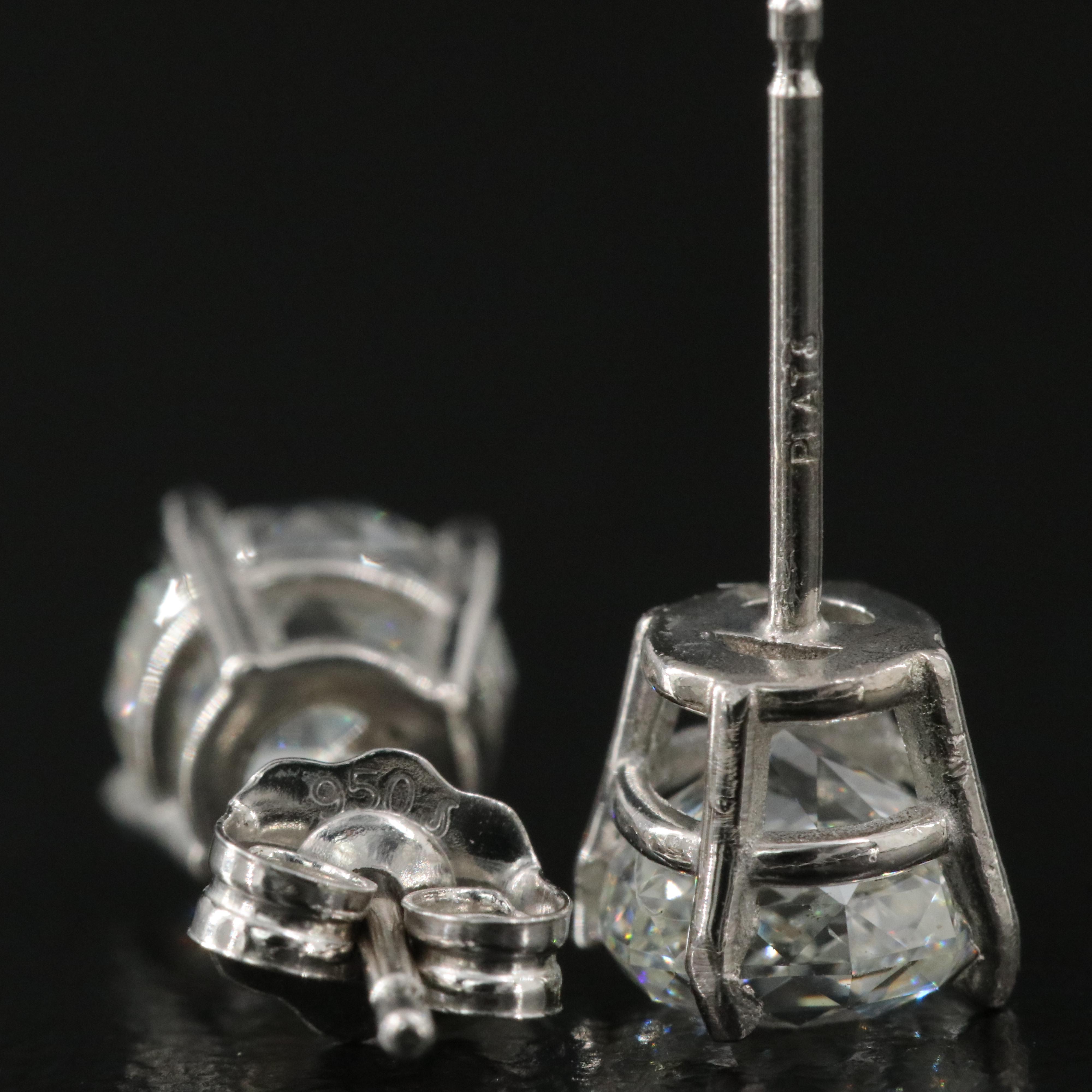 Platinum 2.02 CTW Diamond Stud Earrings with GIA Reports