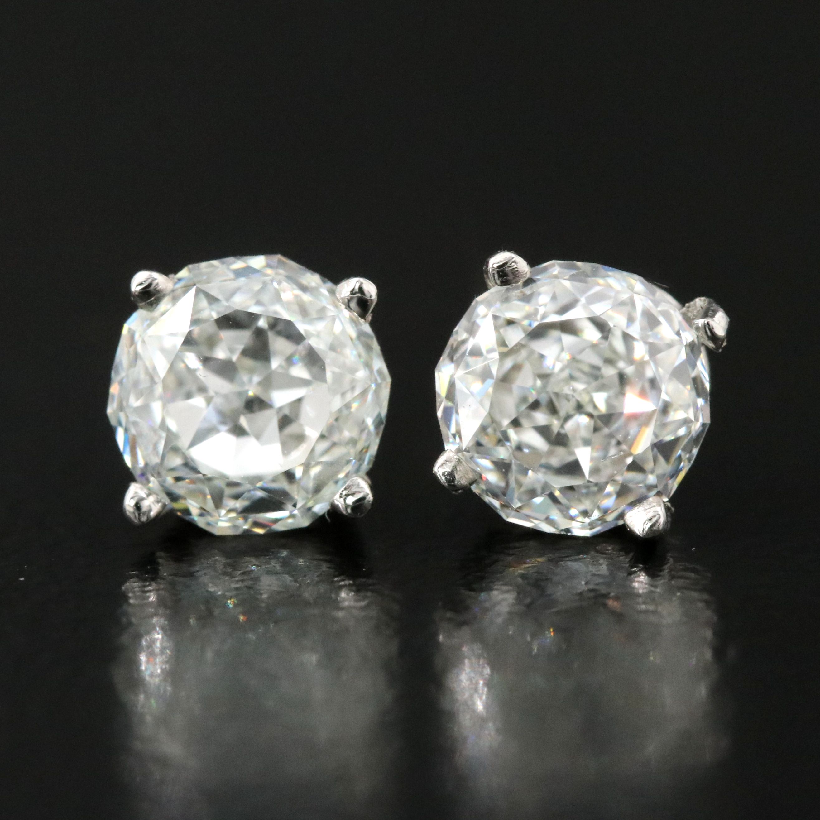 Platinum 2.02 CTW Diamond Stud Earrings with GIA Reports