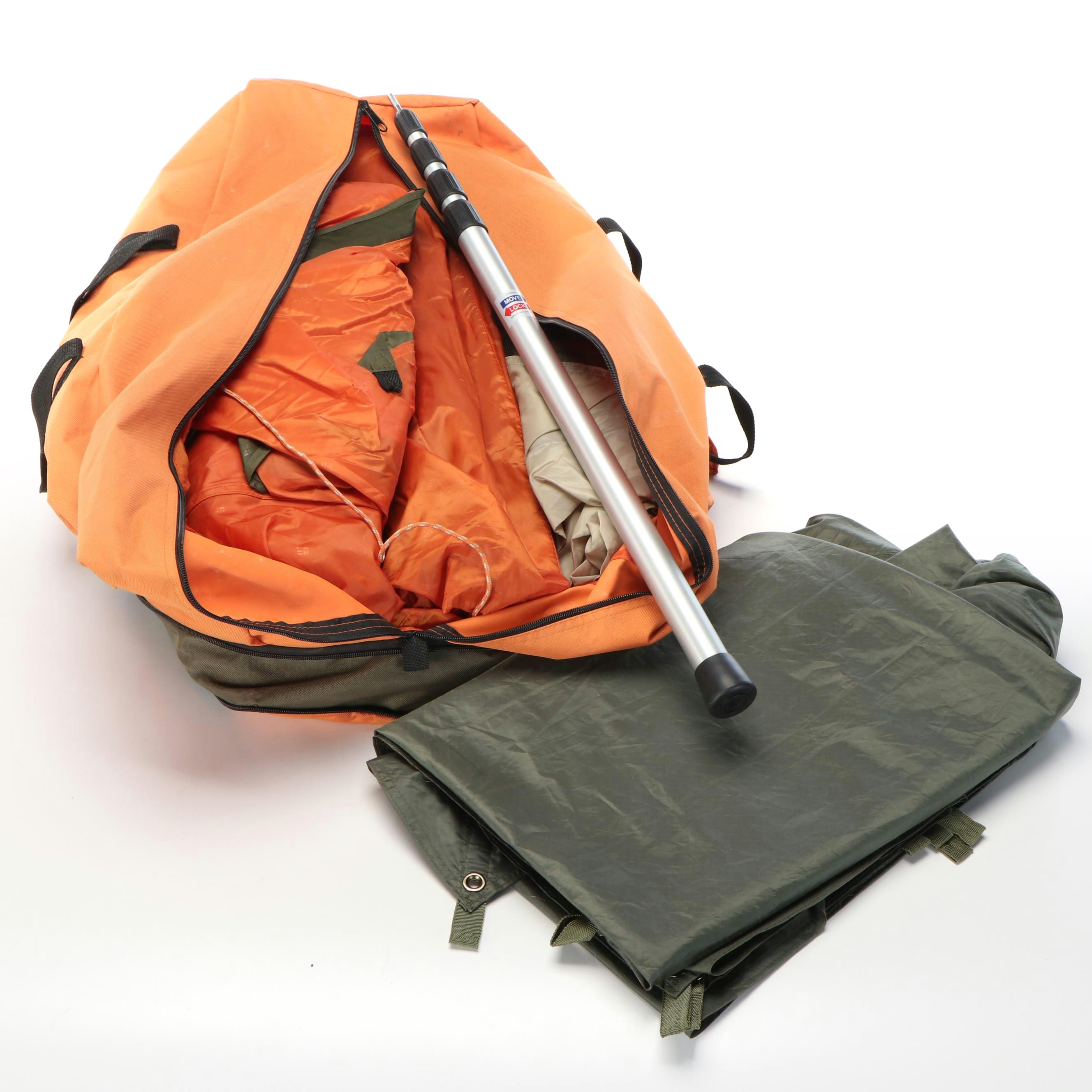 Columbia Tent and Snugpak All Weather Shelter with Aress Campfire Cooking Forks