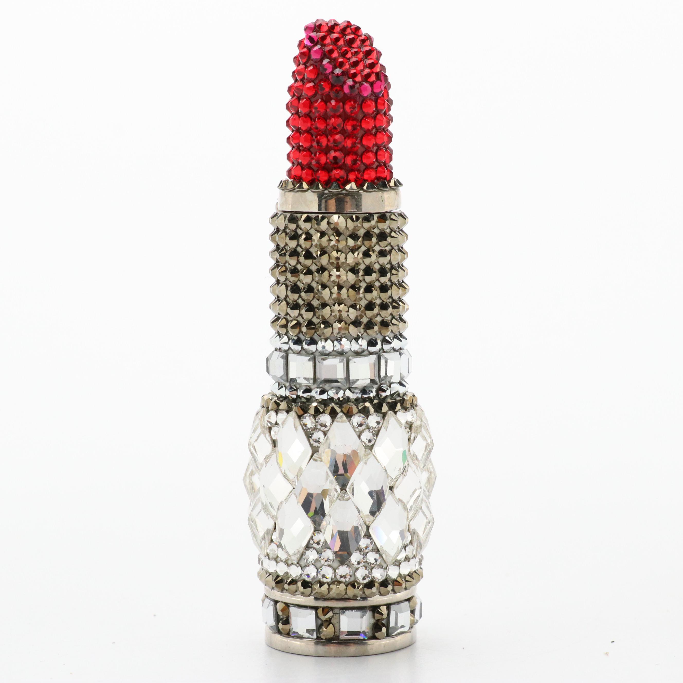 Judith Leiber Couture Crystal Lipstick Smooch Novelty Pillbox