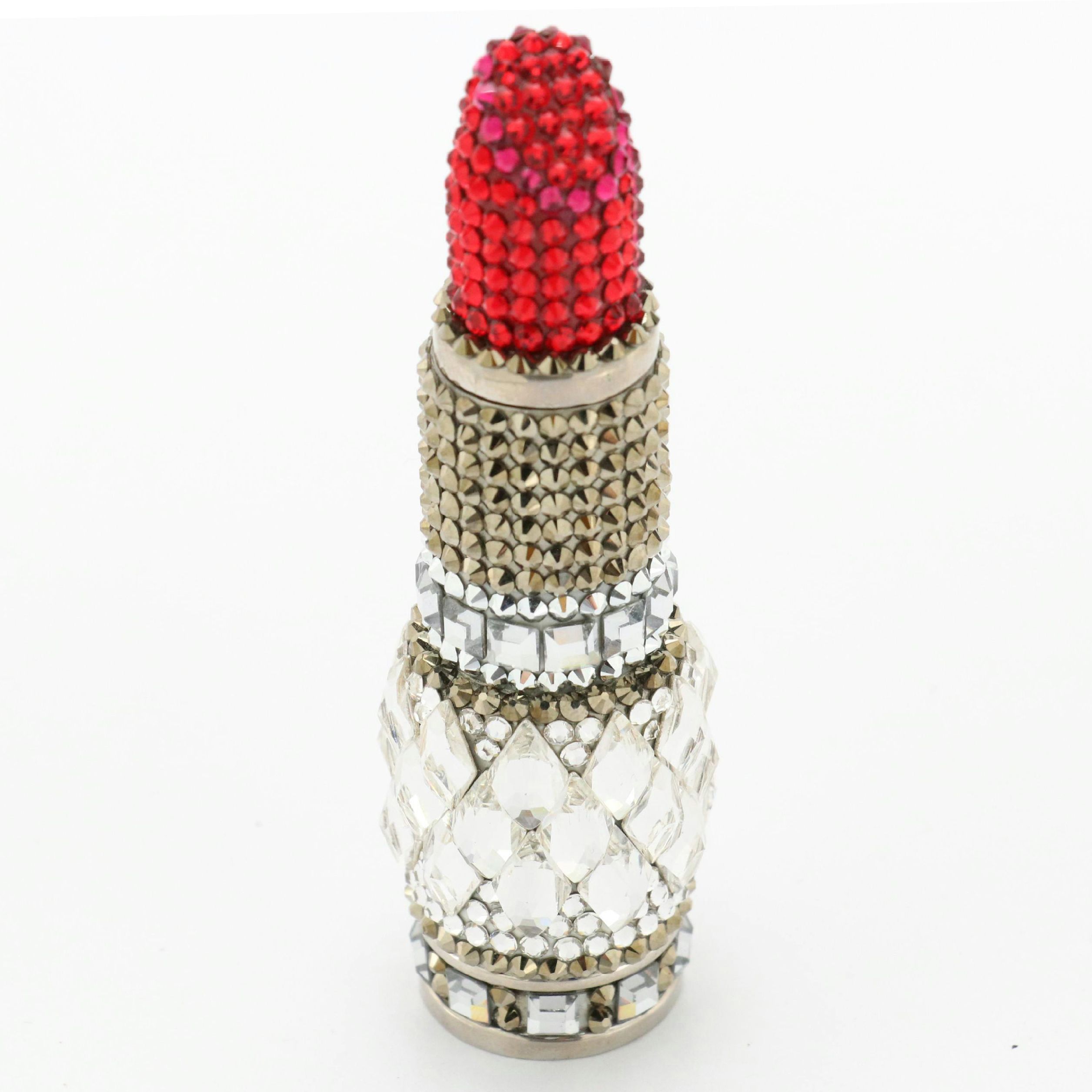 Judith Leiber Couture Crystal Lipstick Smooch Novelty Pillbox