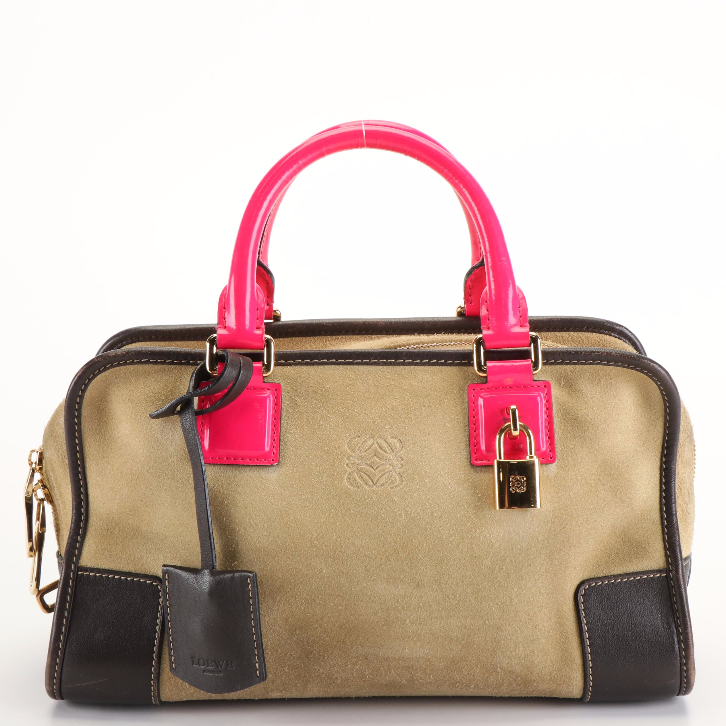 Loewe Amazona 28 Top Handle Bag in Suede and Leather