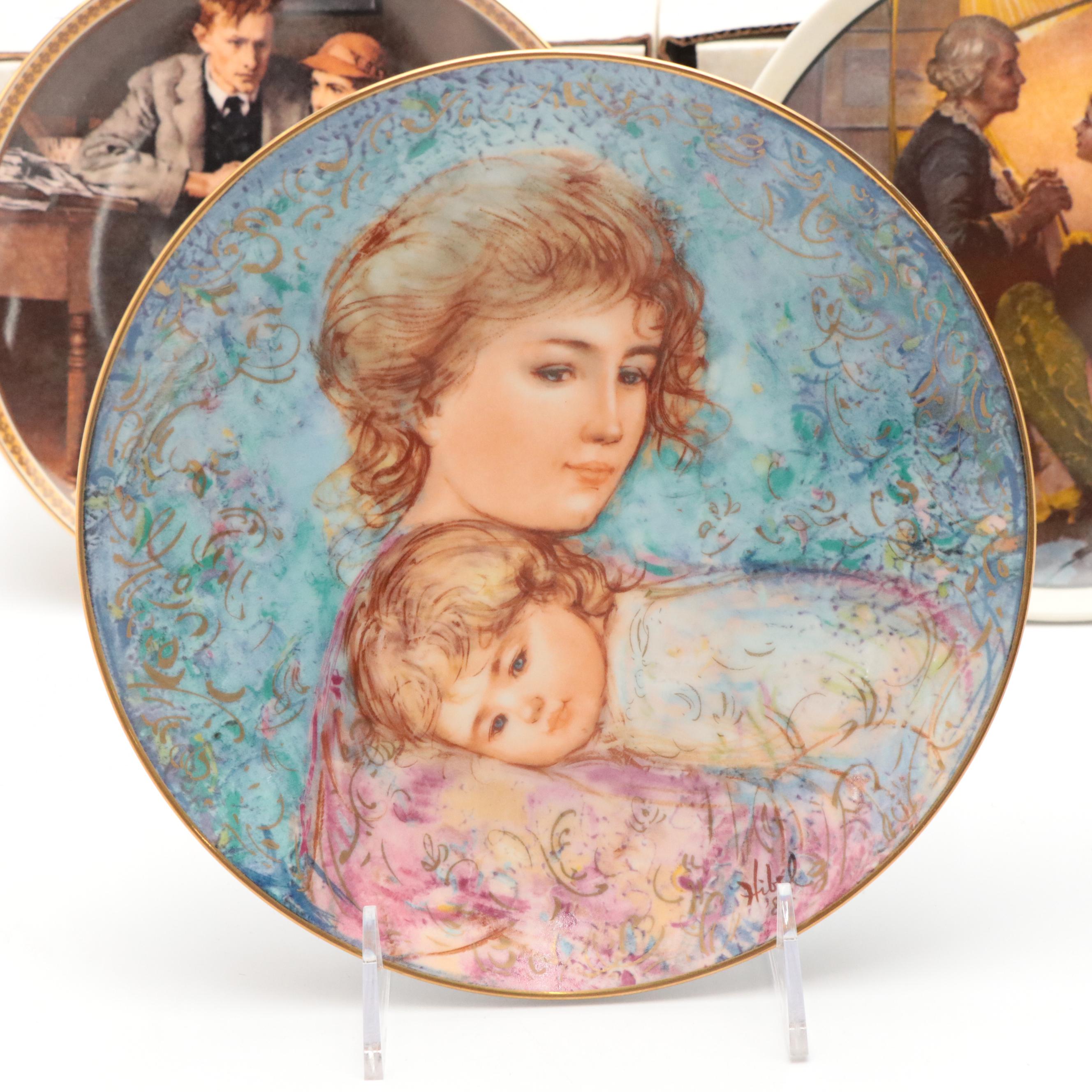 Knowles Norman Rockwell and Edna Hibel Collector Plates