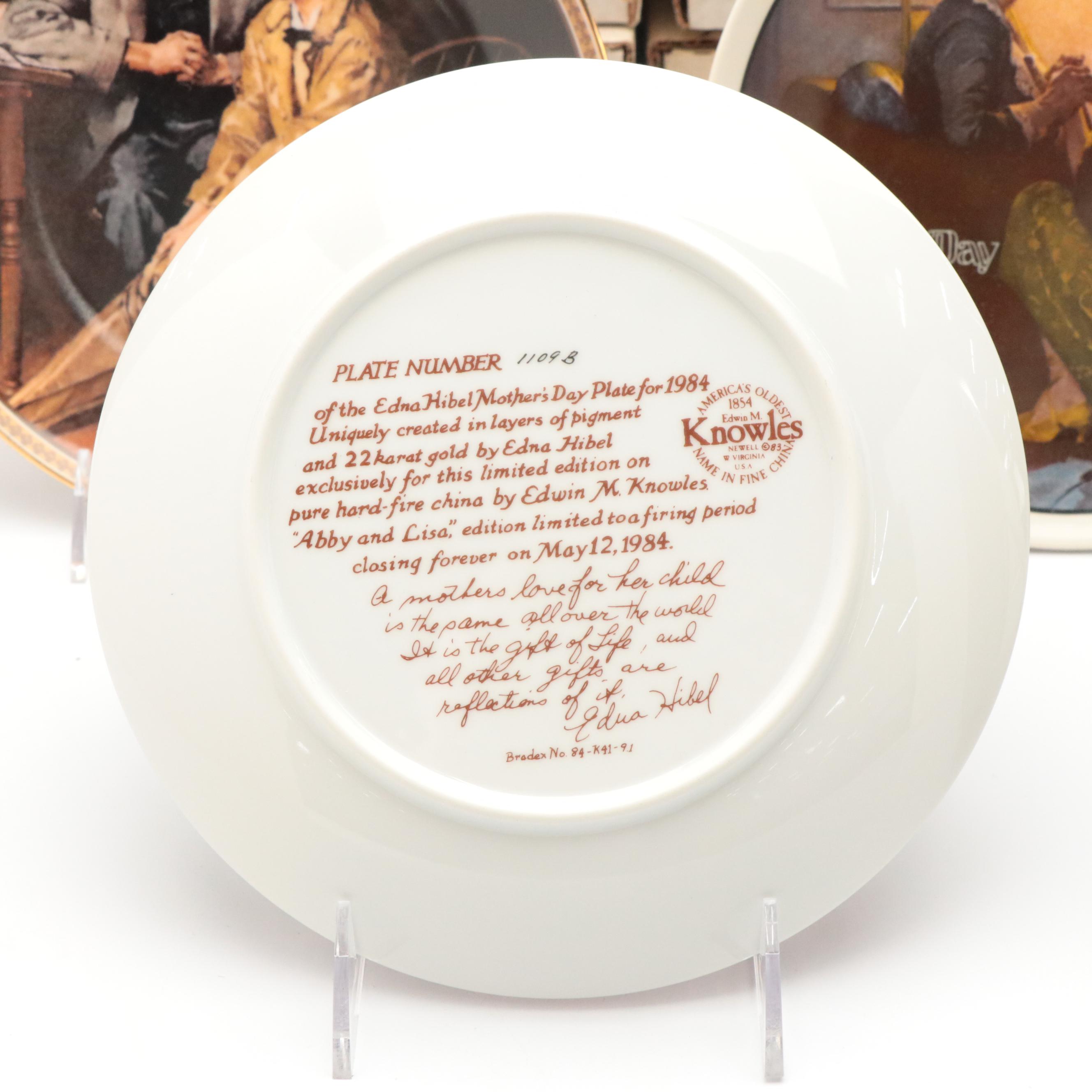 Knowles Norman Rockwell and Edna Hibel Collector Plates