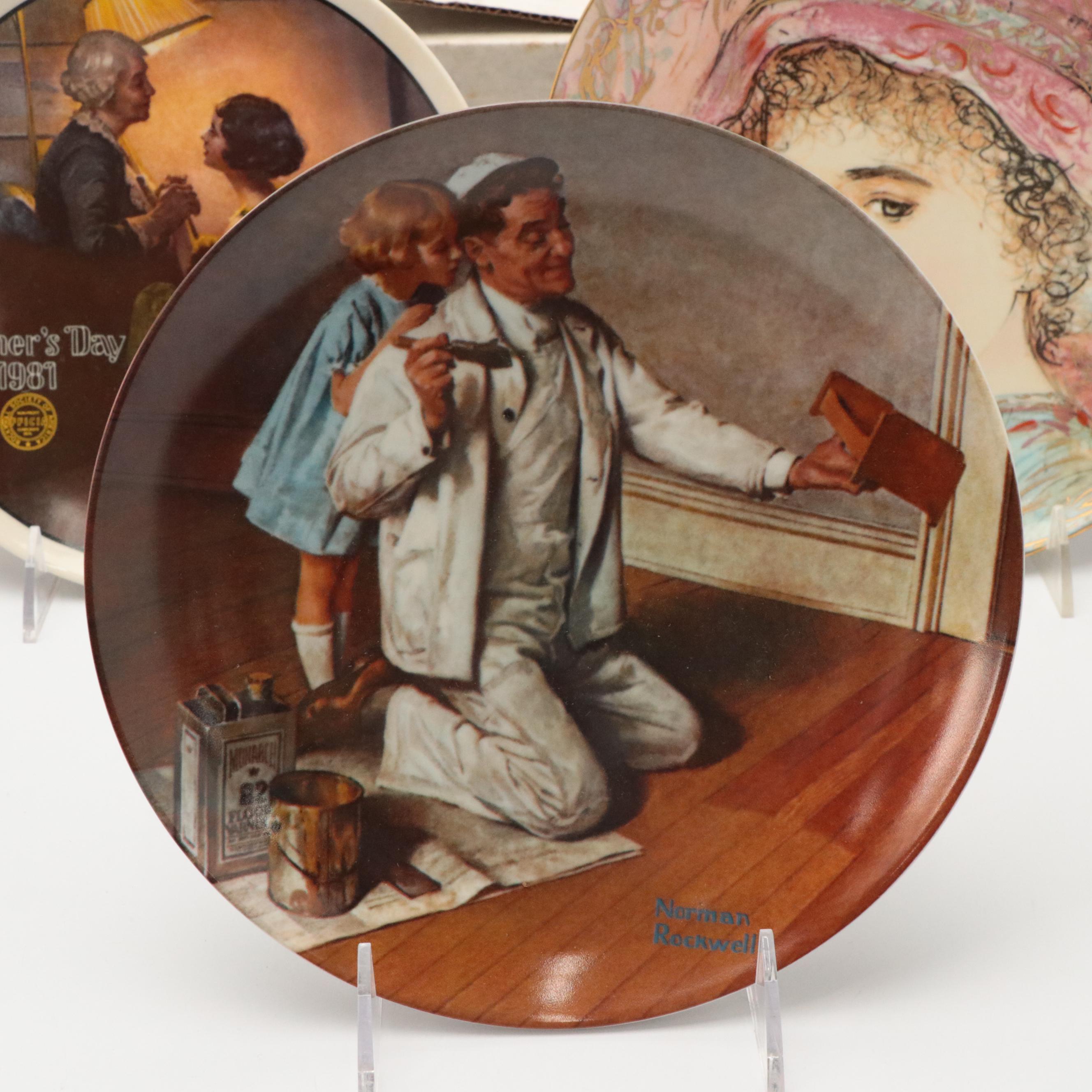 Knowles Norman Rockwell and Edna Hibel Collector Plates