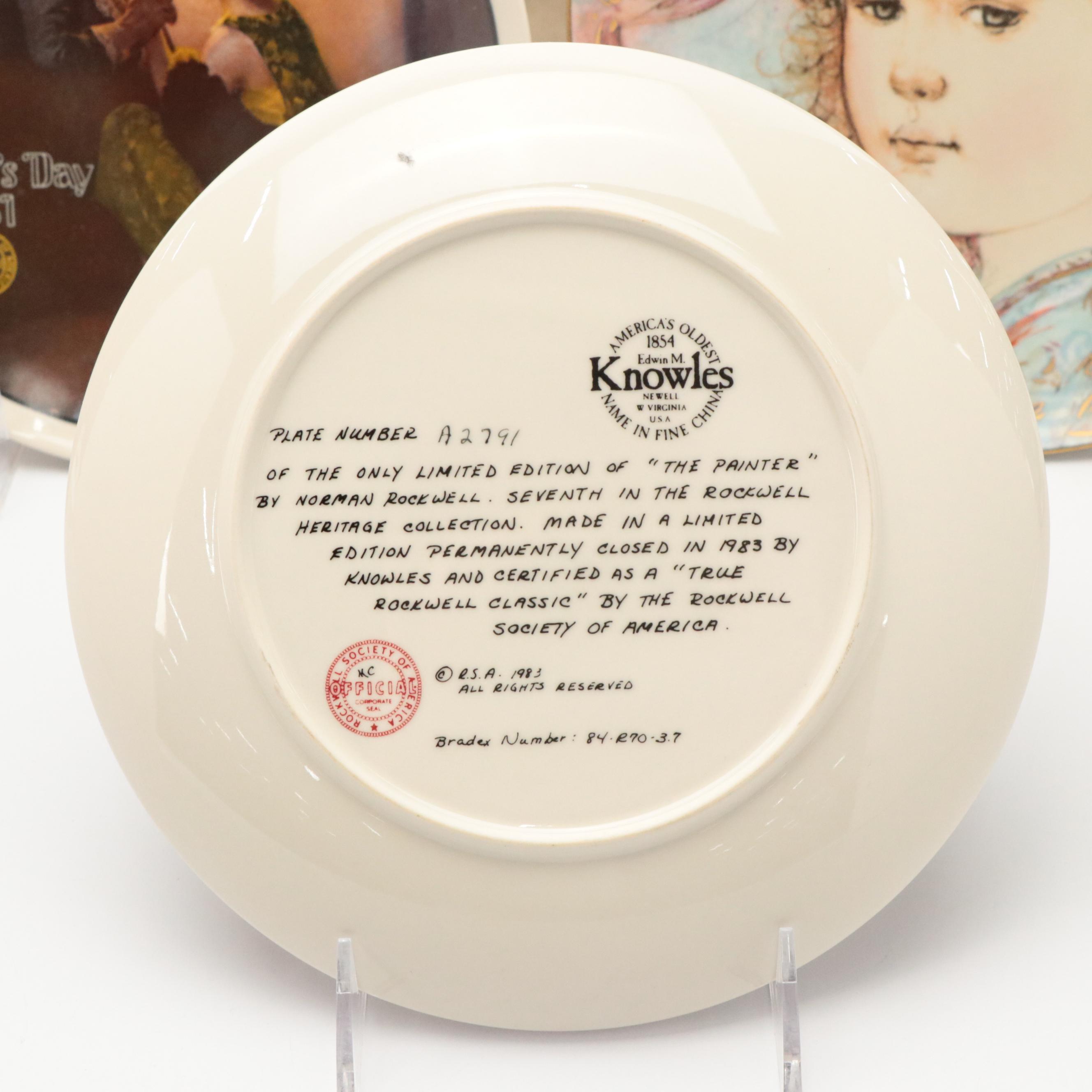 Knowles Norman Rockwell and Edna Hibel Collector Plates