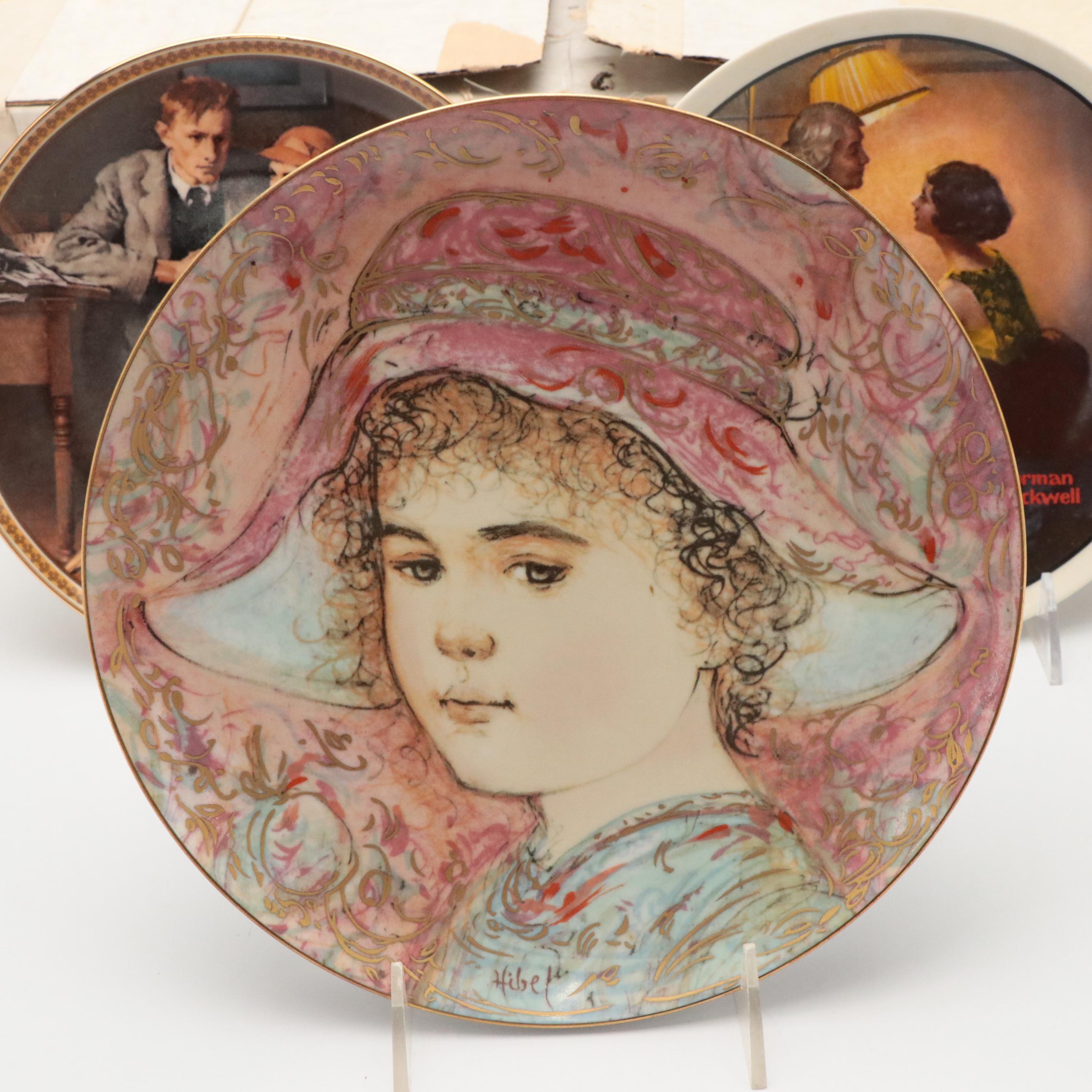 Knowles Norman Rockwell and Edna Hibel Collector Plates