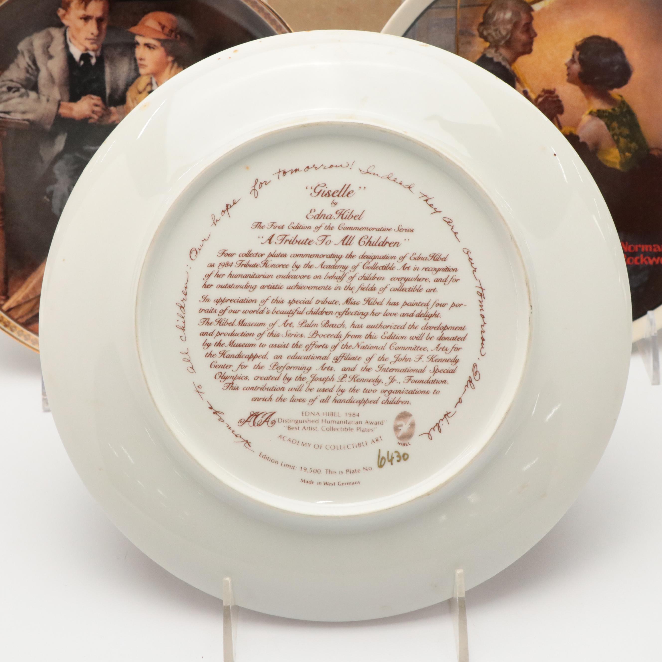 Knowles Norman Rockwell and Edna Hibel Collector Plates