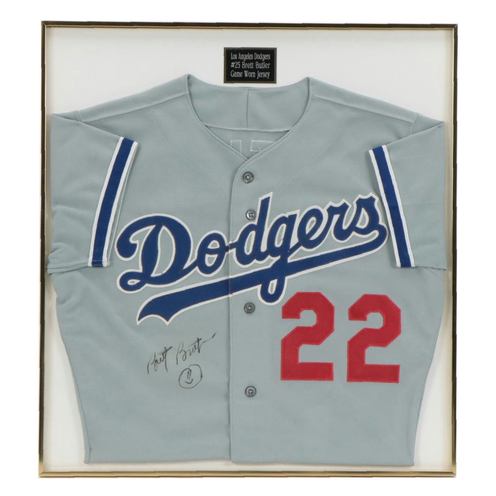 Brett Butler Signed and Game Worn Los Angeles Dodgers Baseball Jersey