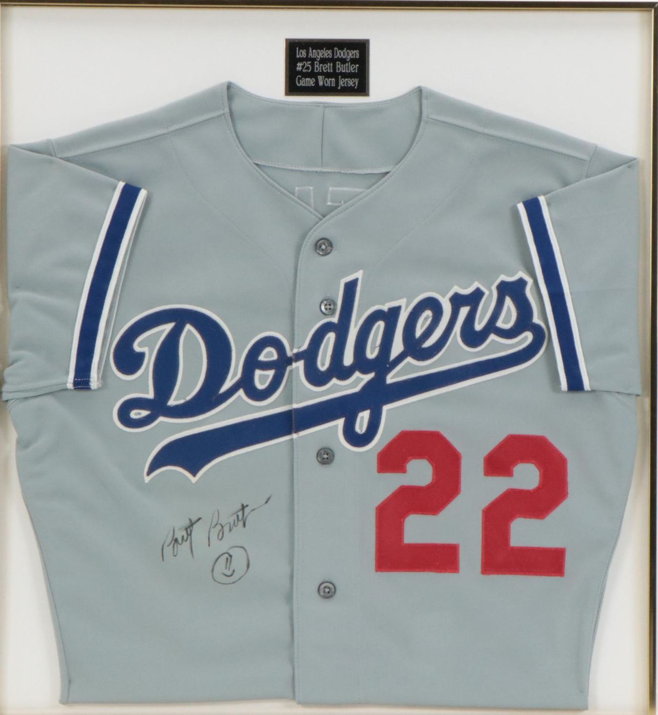 Brett Butler Signed and Game Worn Los Angeles Dodgers Baseball Jersey