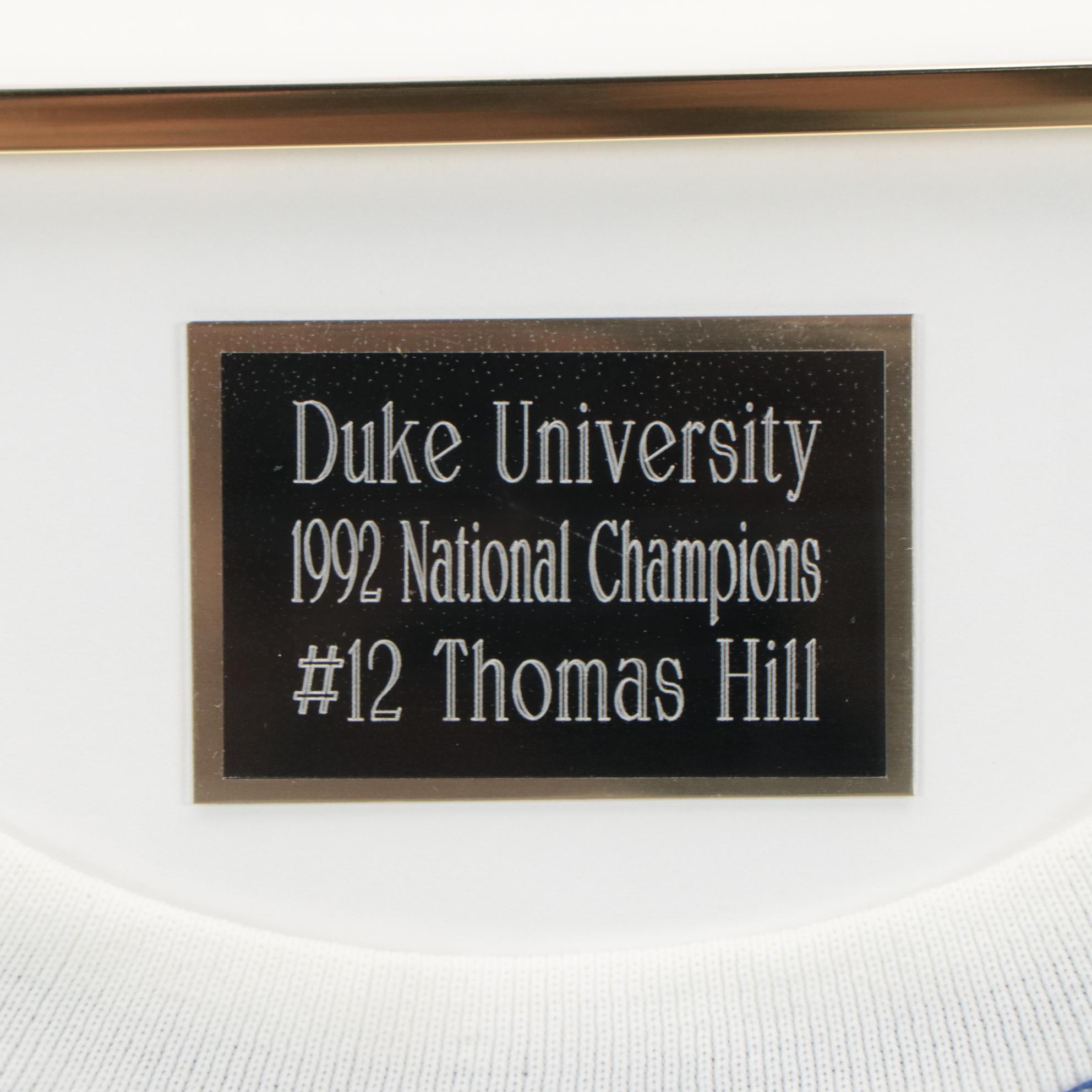 Thomas Hill Signed Duke University Basketball Jersey with Display