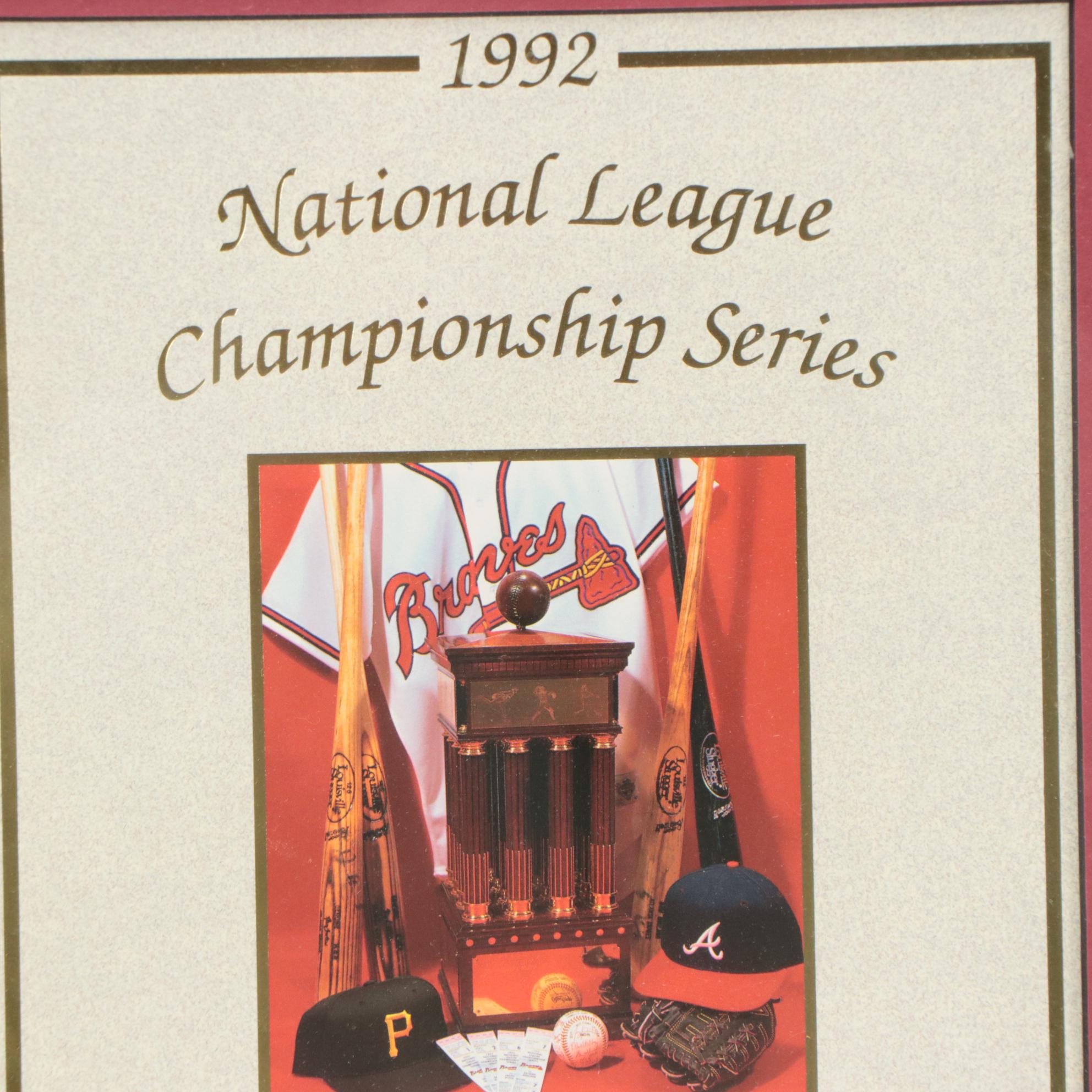 Terry Pendleton Signed World Series & NLCS Tickets with Atlanta Braves Display