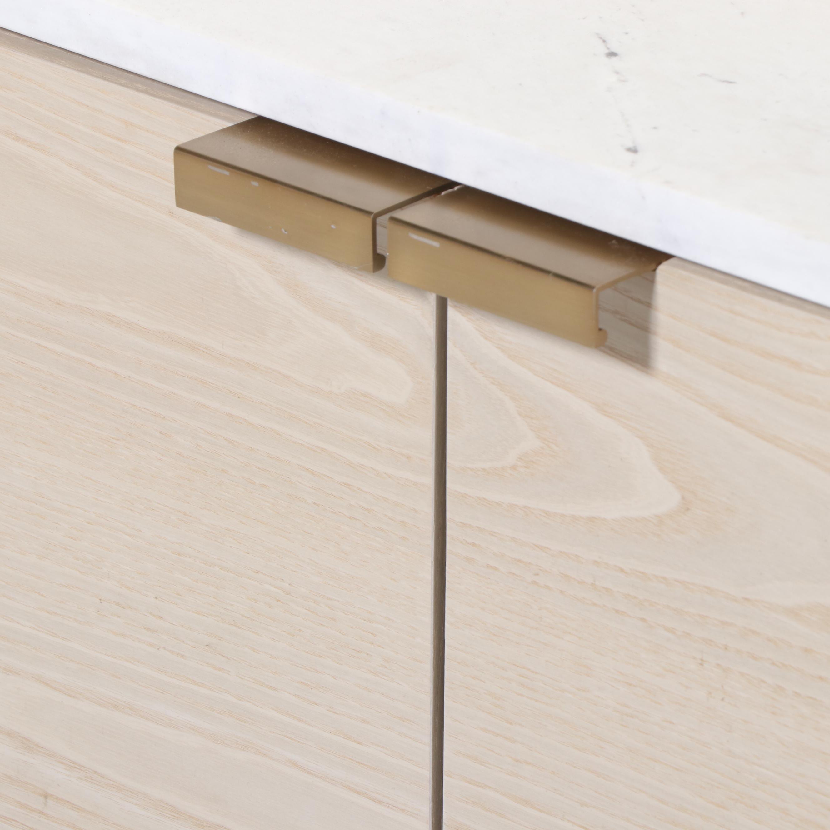 West Elm "Delphine" Marble Top Entryway Cabinet in Feather Gray Finish