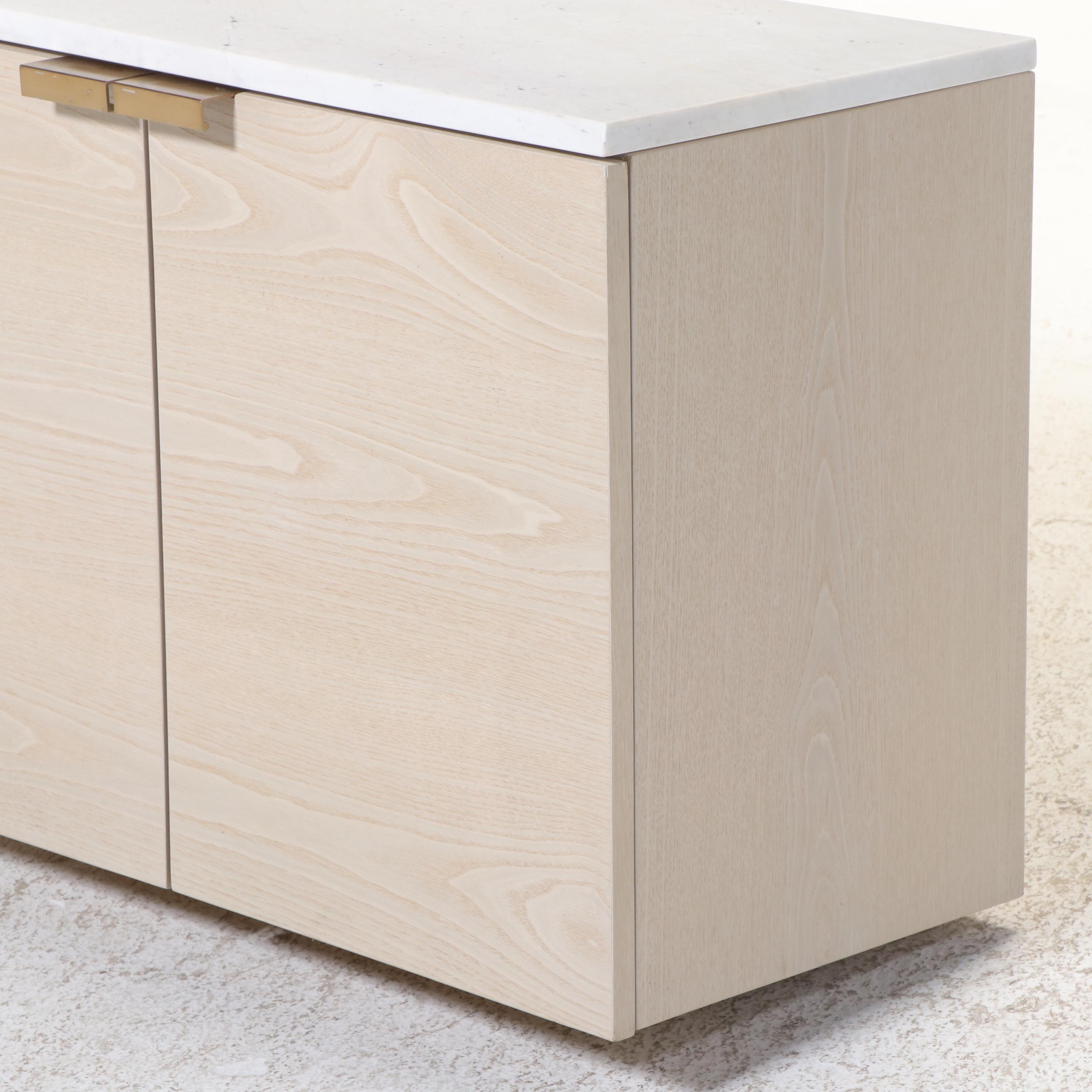 West Elm "Delphine" Marble Top Entryway Cabinet in Feather Gray Finish