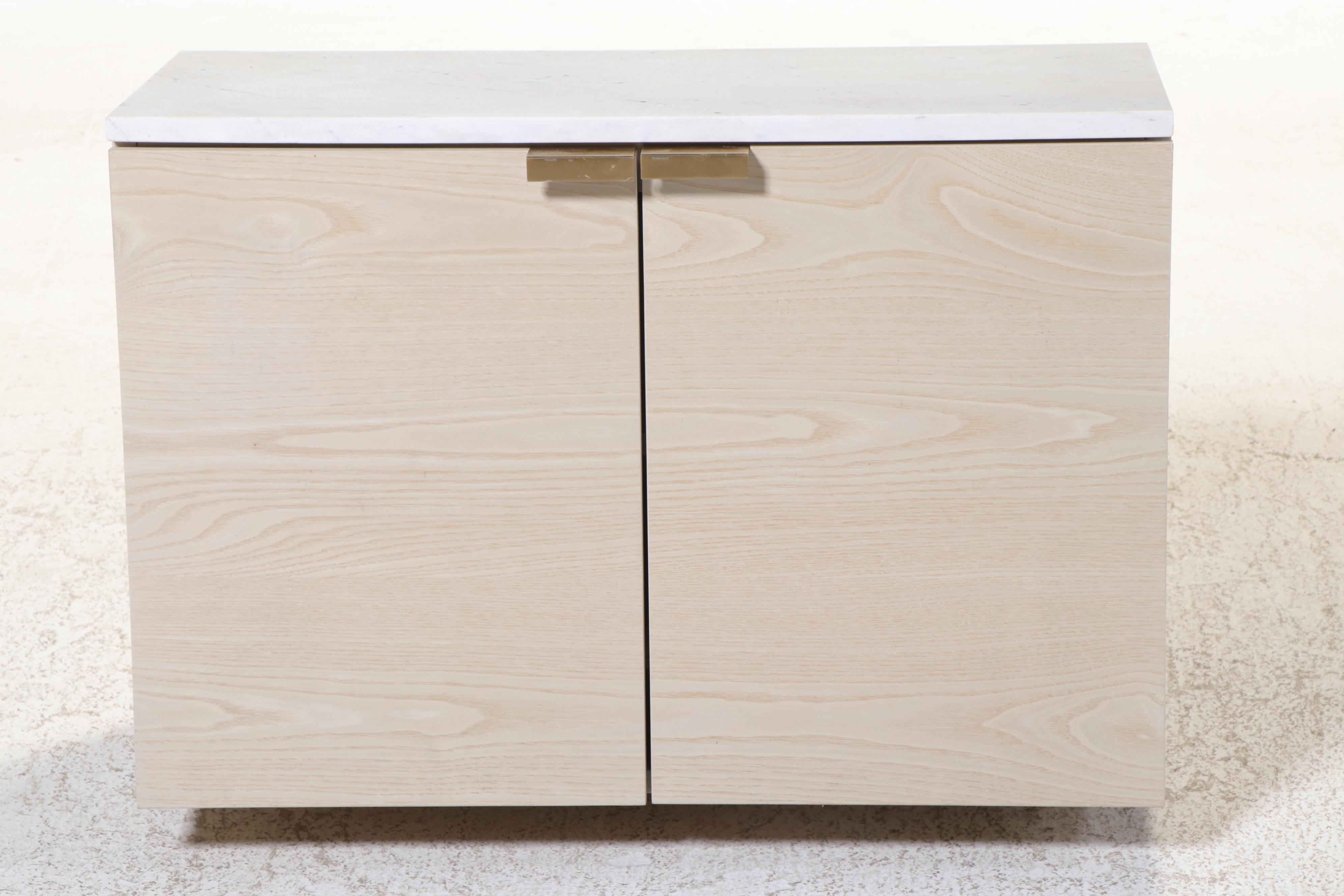 West Elm "Delphine" Marble Top Entryway Cabinet in Feather Gray Finish