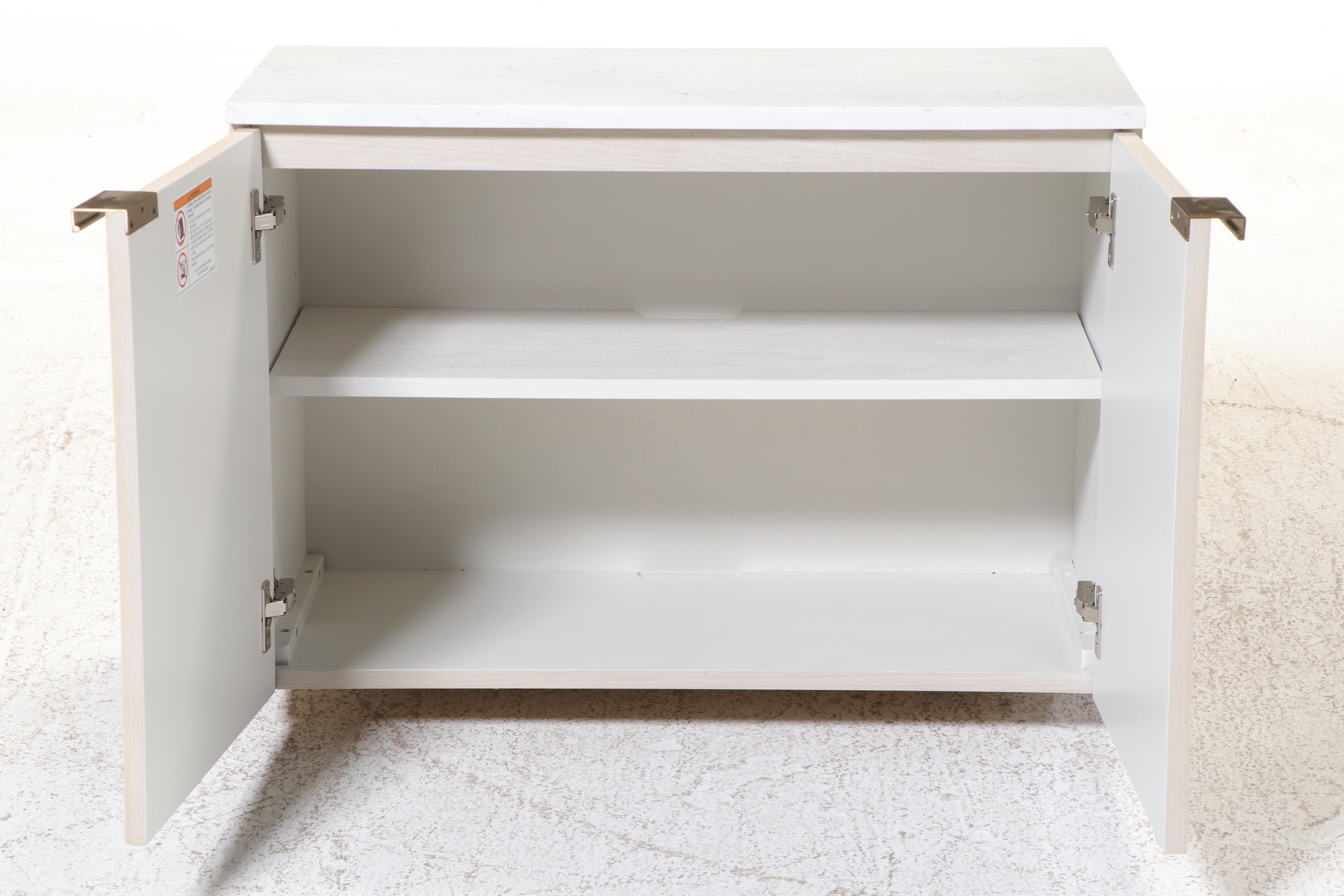 West Elm "Delphine" Marble Top Entryway Cabinet in Feather Gray Finish