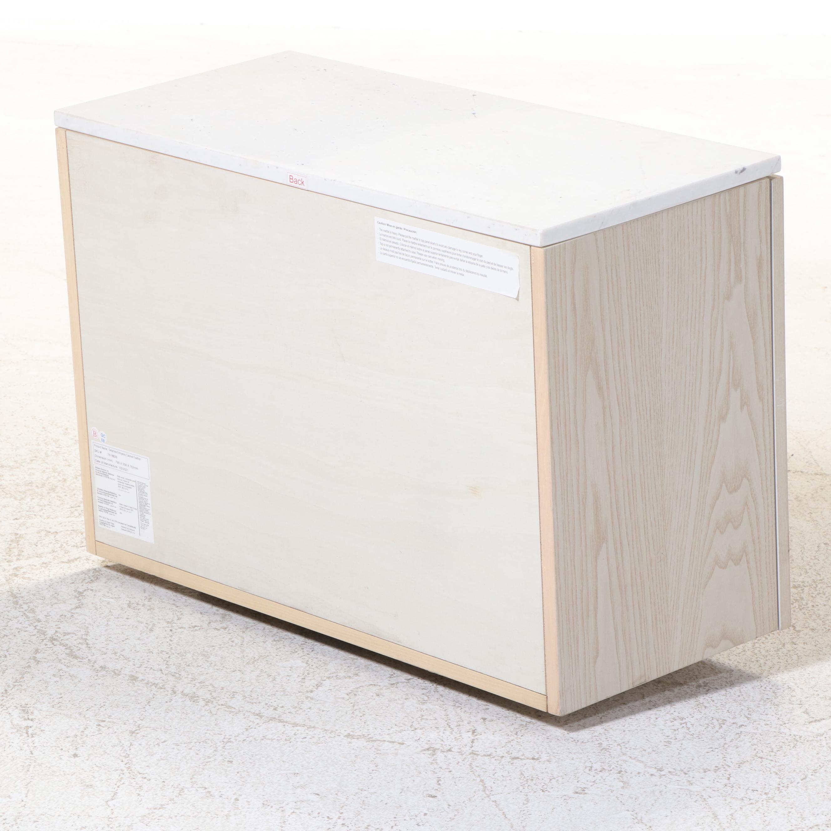 West Elm "Delphine" Marble Top Entryway Cabinet in Feather Gray Finish