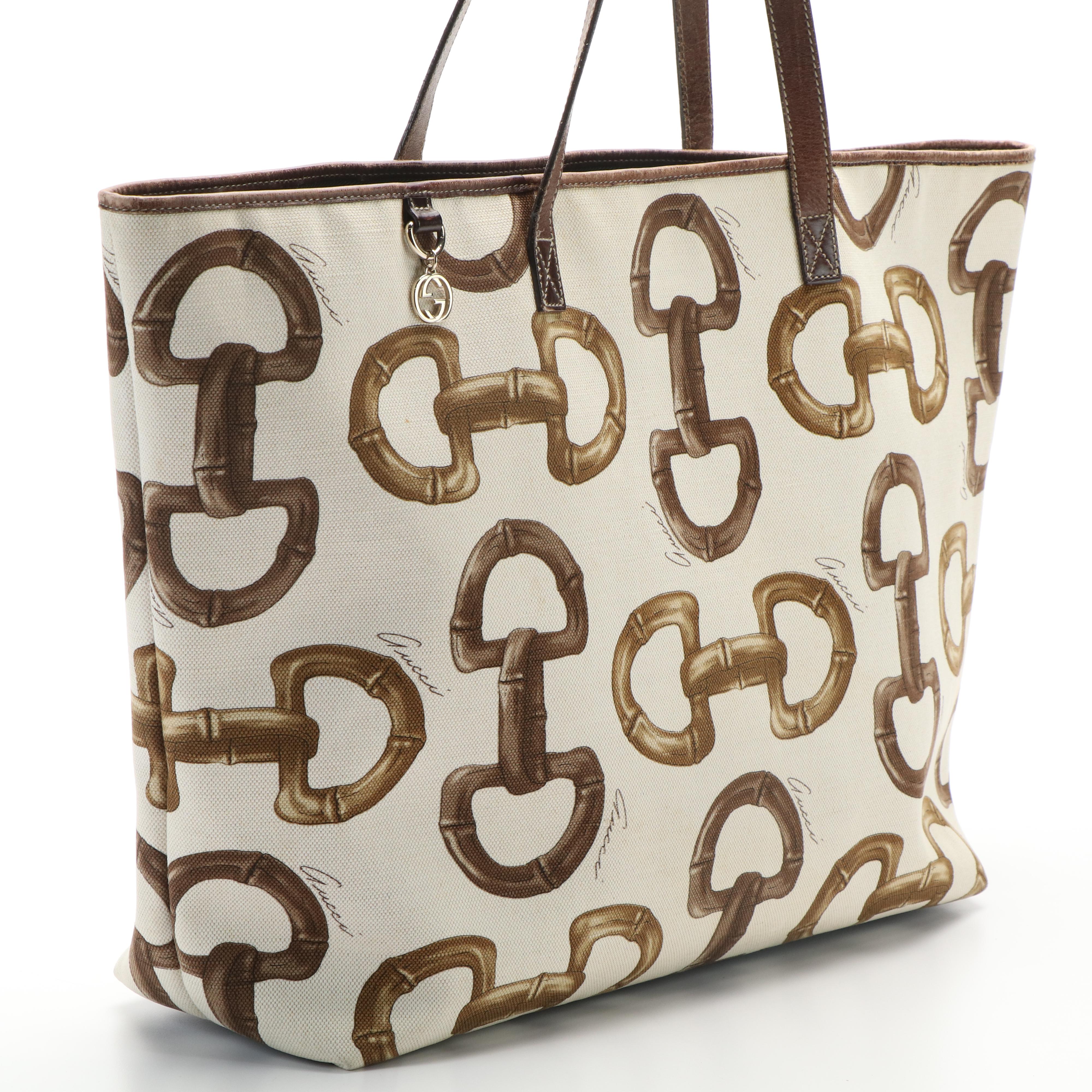 Gucci Horsebit Tote Bag in Canvas and Leather