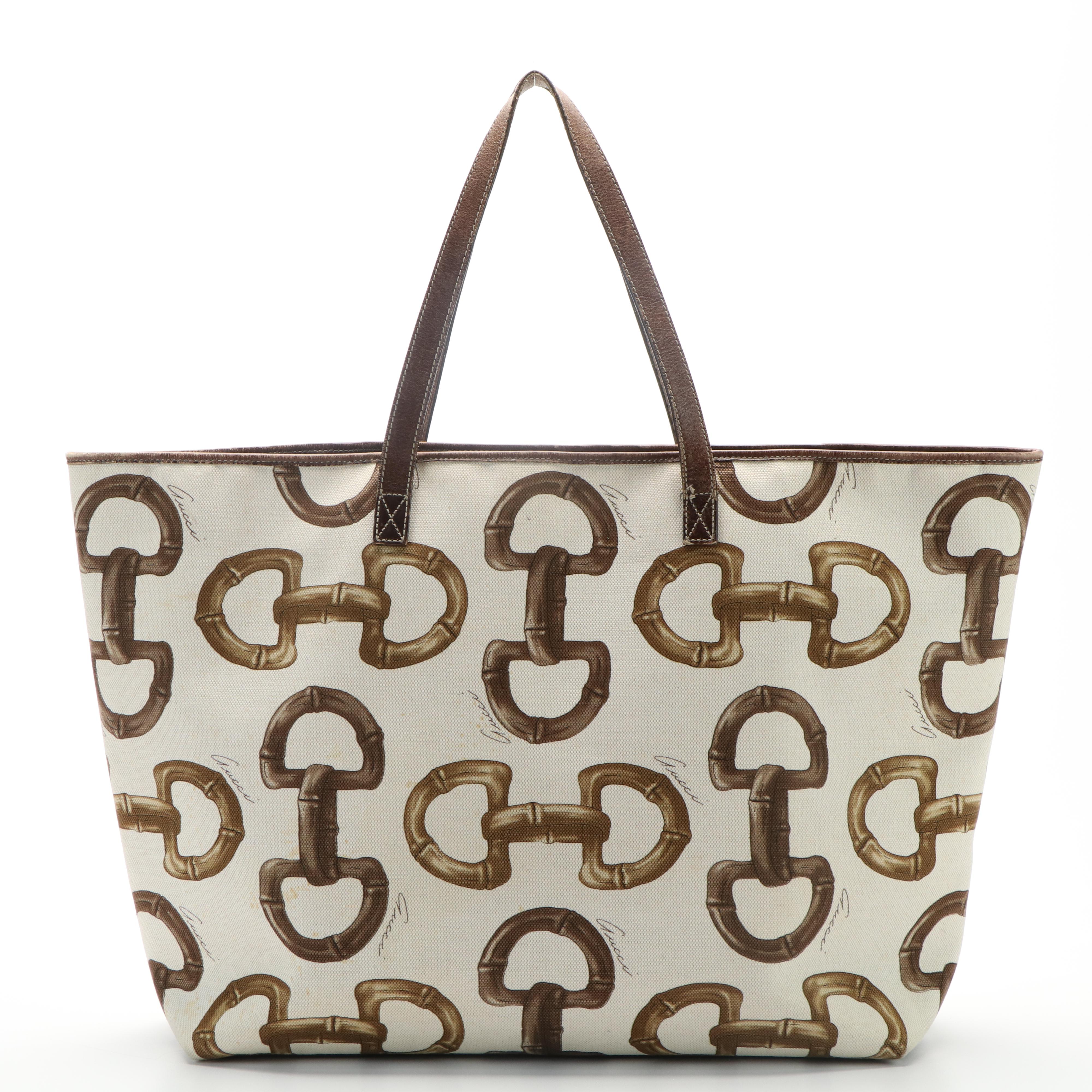 Gucci Horsebit Tote Bag in Canvas and Leather