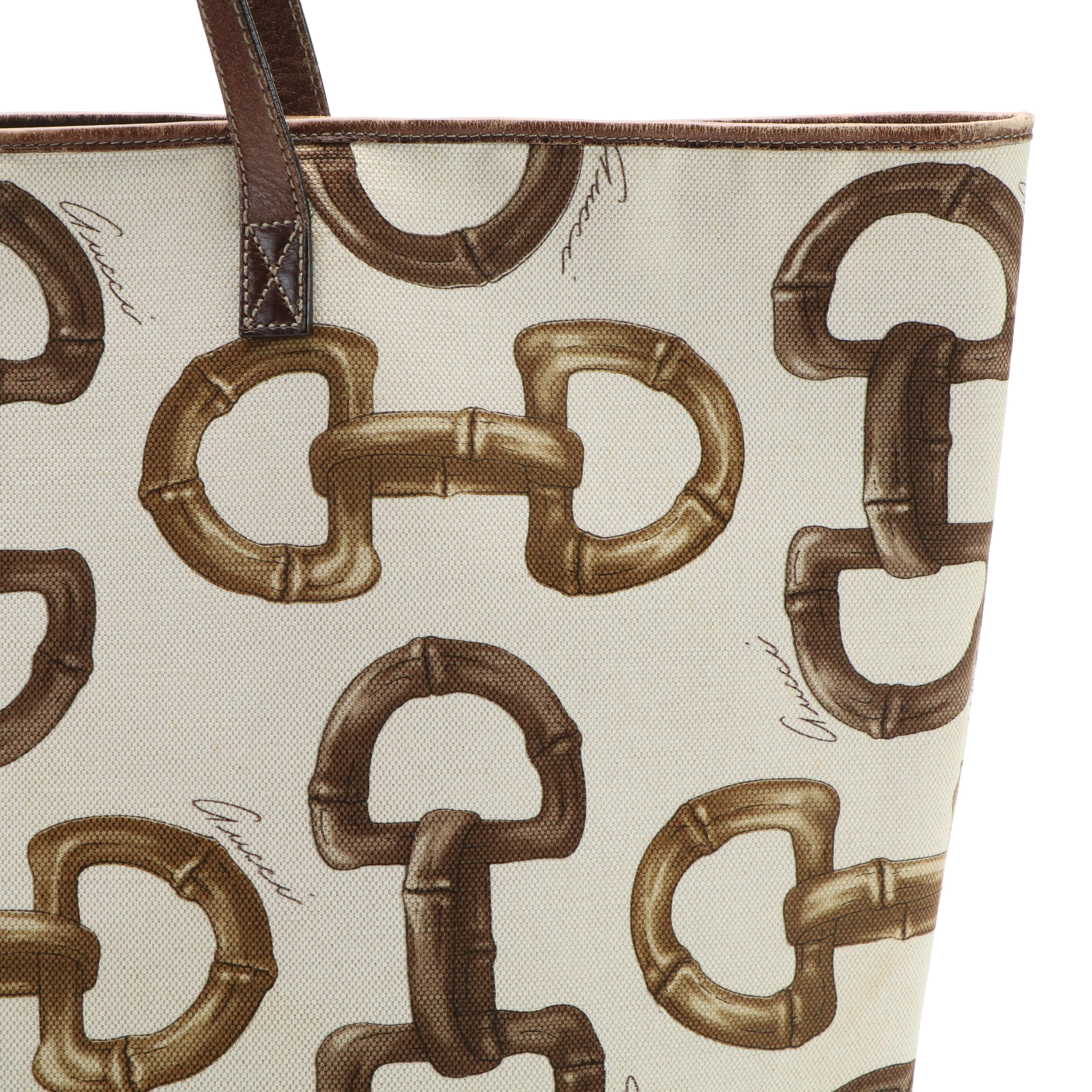 Gucci Horsebit Tote Bag in Canvas and Leather