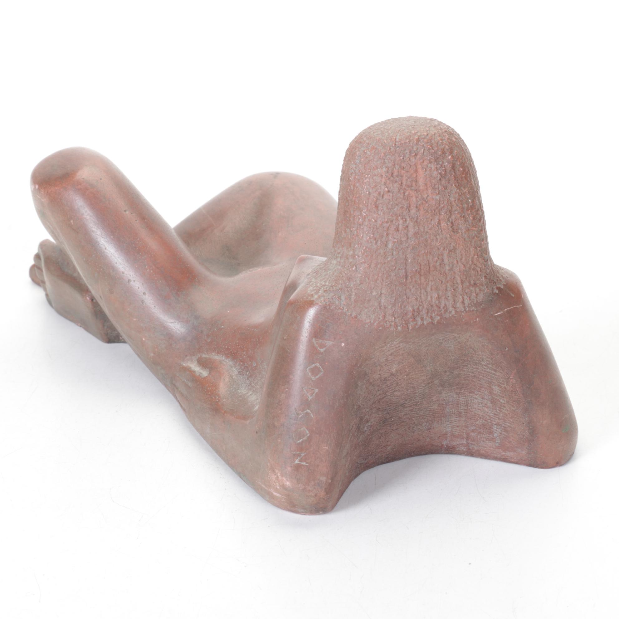 Cuck Dodson Reclining Nude Figure with Stoneware Sunbathing Woman