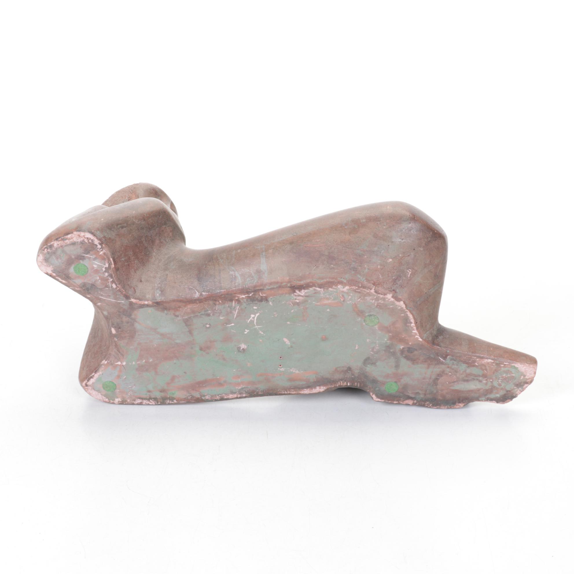 Cuck Dodson Reclining Nude Figure with Stoneware Sunbathing Woman