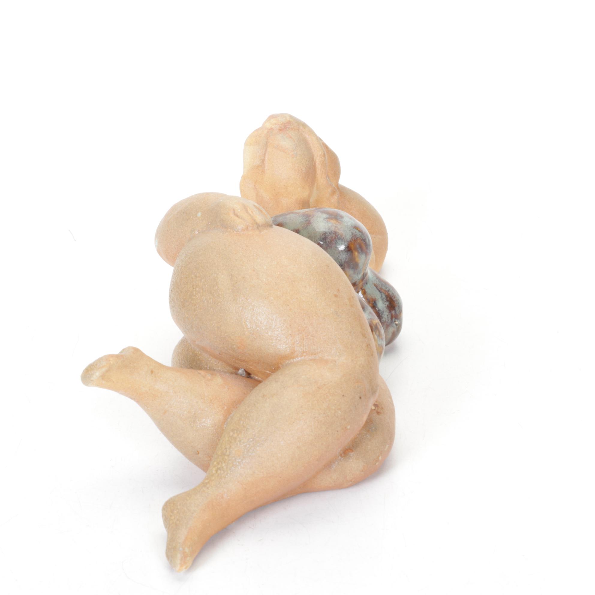 Cuck Dodson Reclining Nude Figure with Stoneware Sunbathing Woman