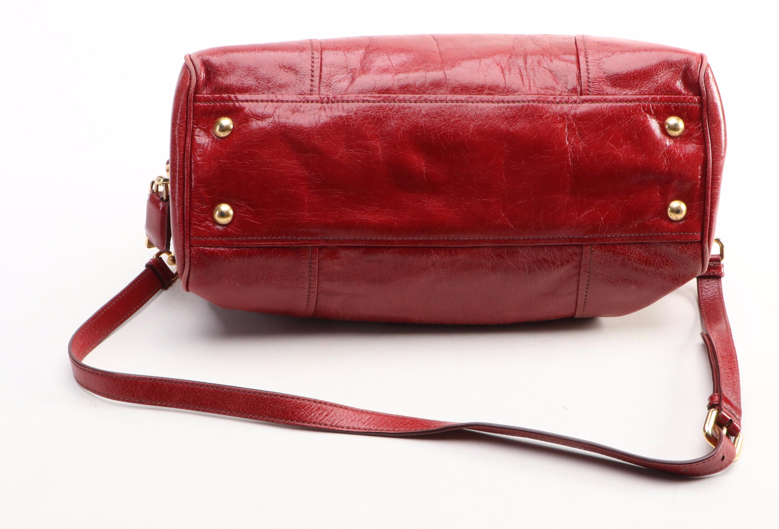 Prada 2Way Satchel in Red Glazed Leather