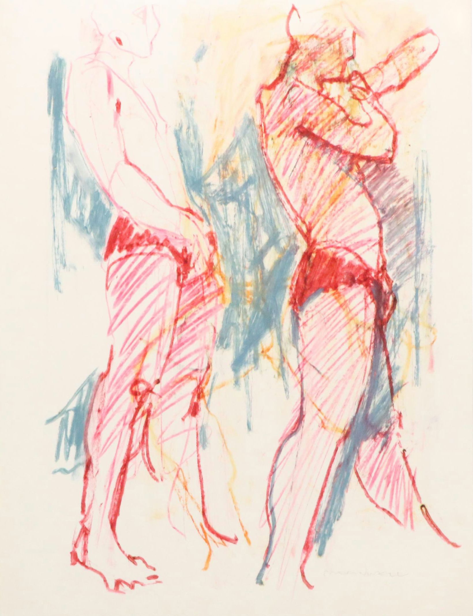 Jack Meanwell Figural Modern Oil Pastel Drawing, Late 20th Century