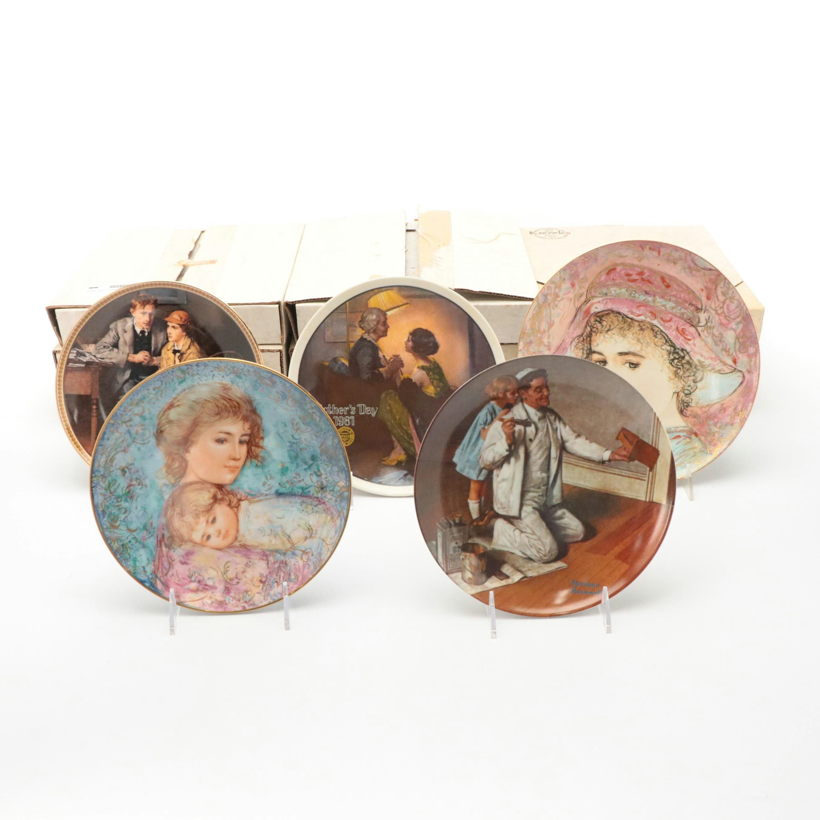 Knowles Norman Rockwell and Edna Hibel Collector Plates