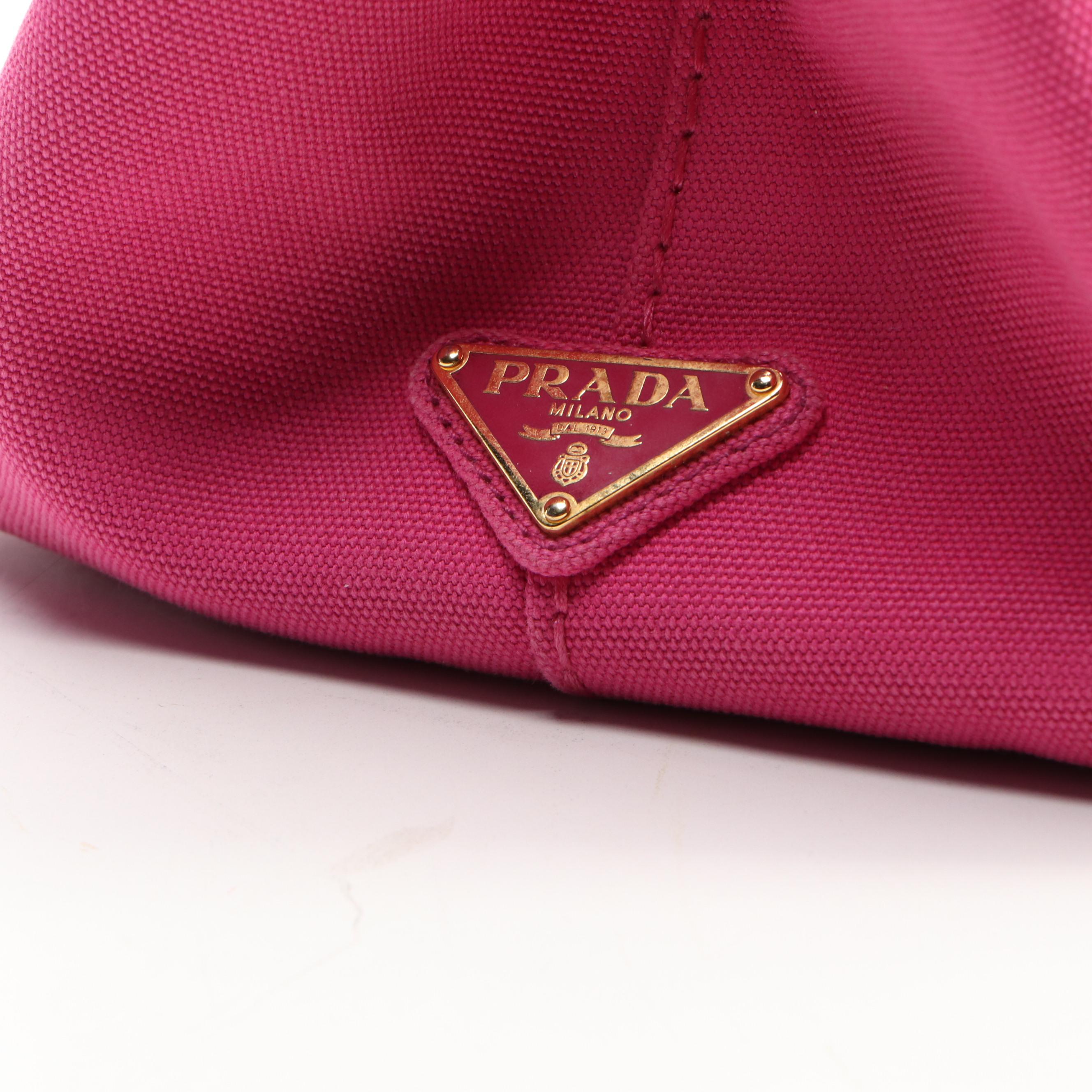 Prada Canapa Logo Small Tote Bag in Pink Canvas