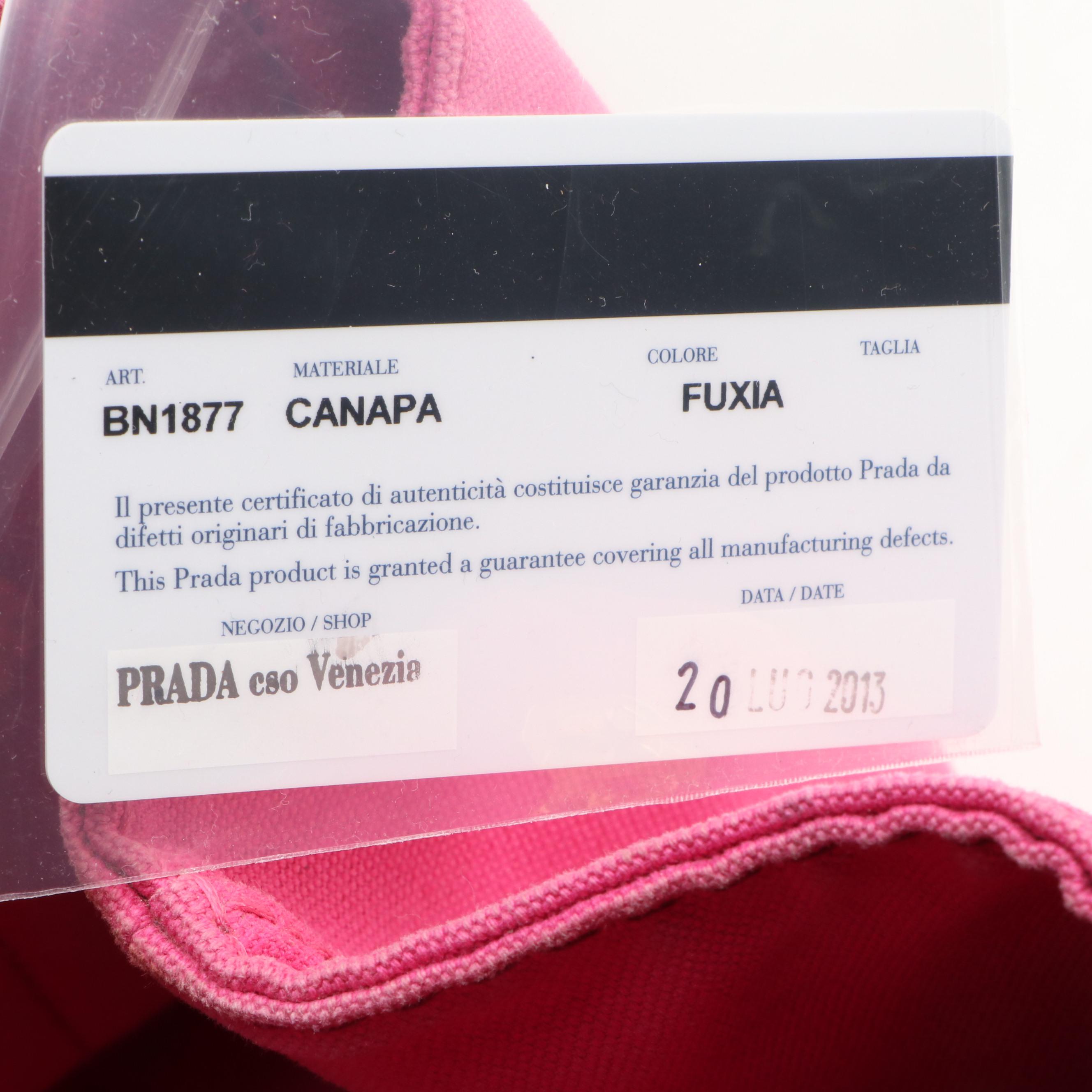 Prada Canapa Logo Small Tote Bag in Pink Canvas