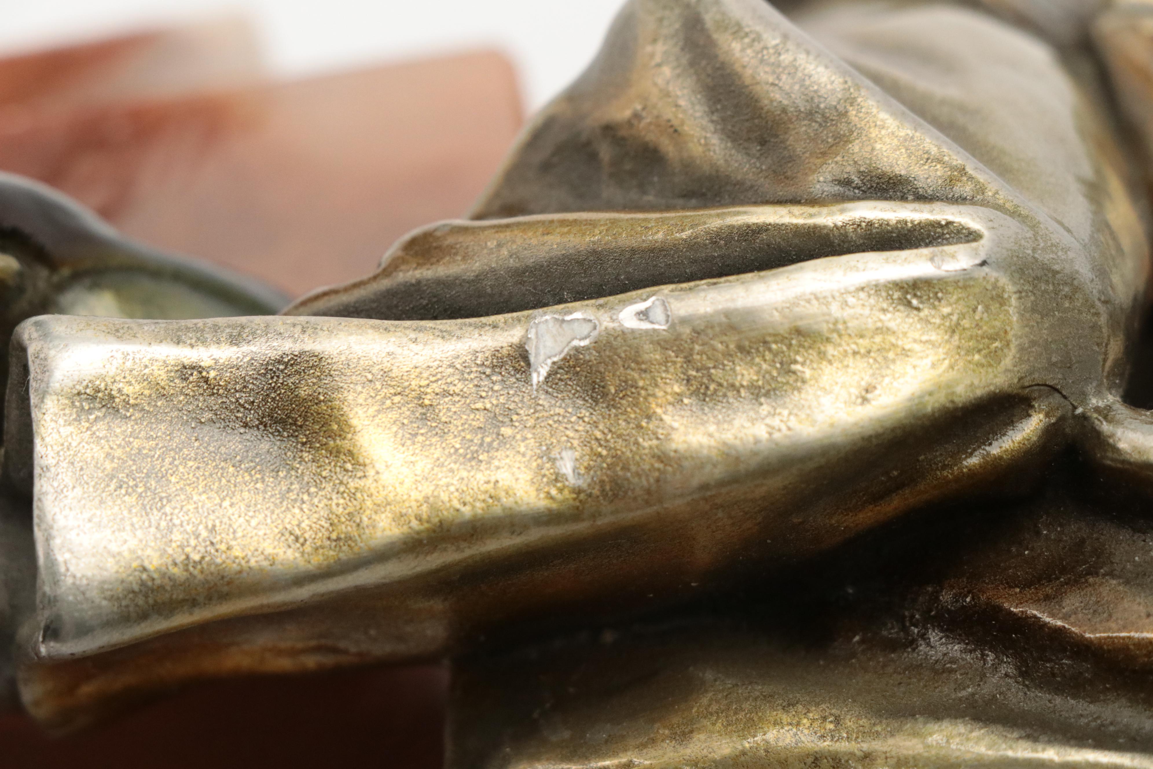 Art Deco Style Metal and Resin Sculpture of Harlequin with Mandolin