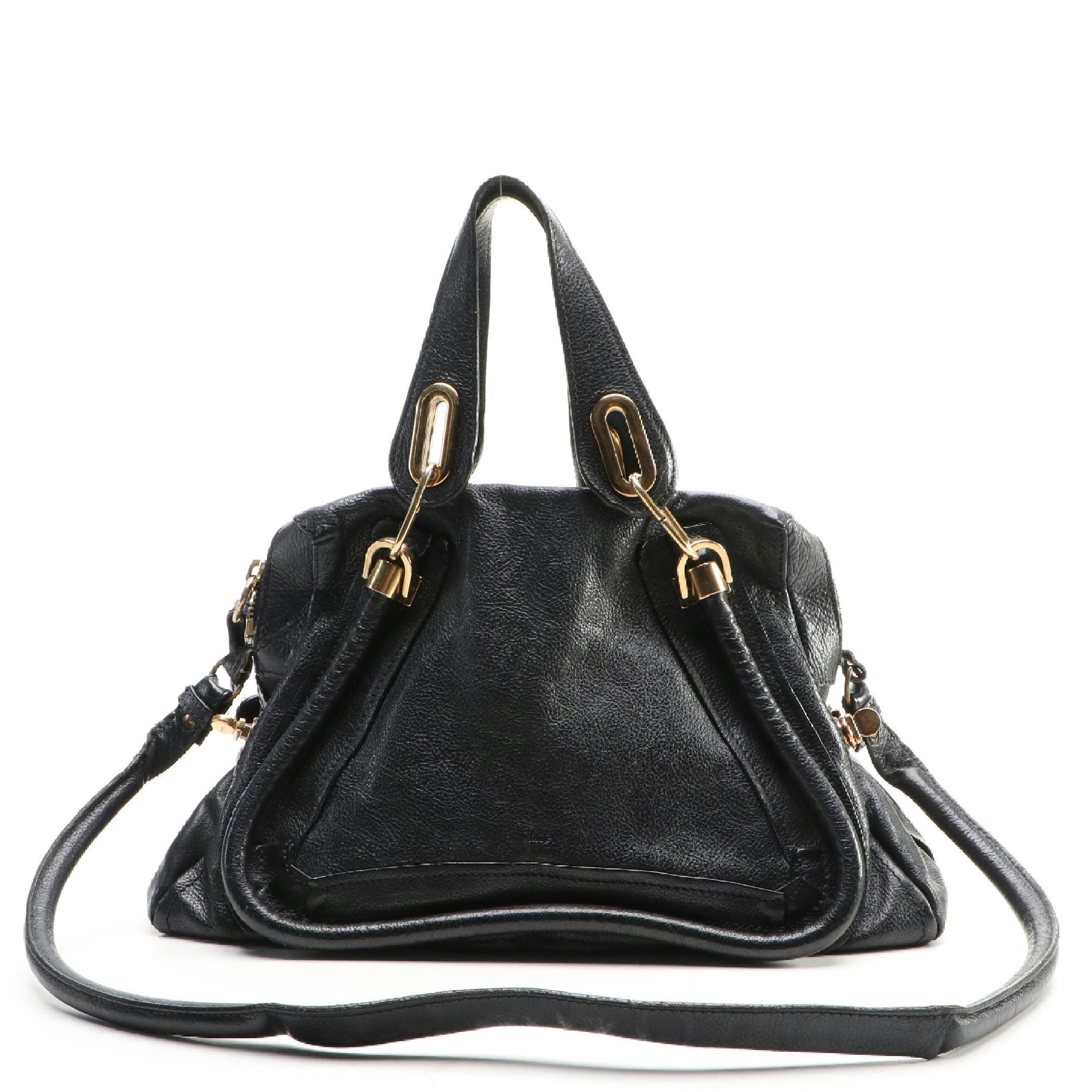 Chloe Black Leather Paraty Shoulder Bag