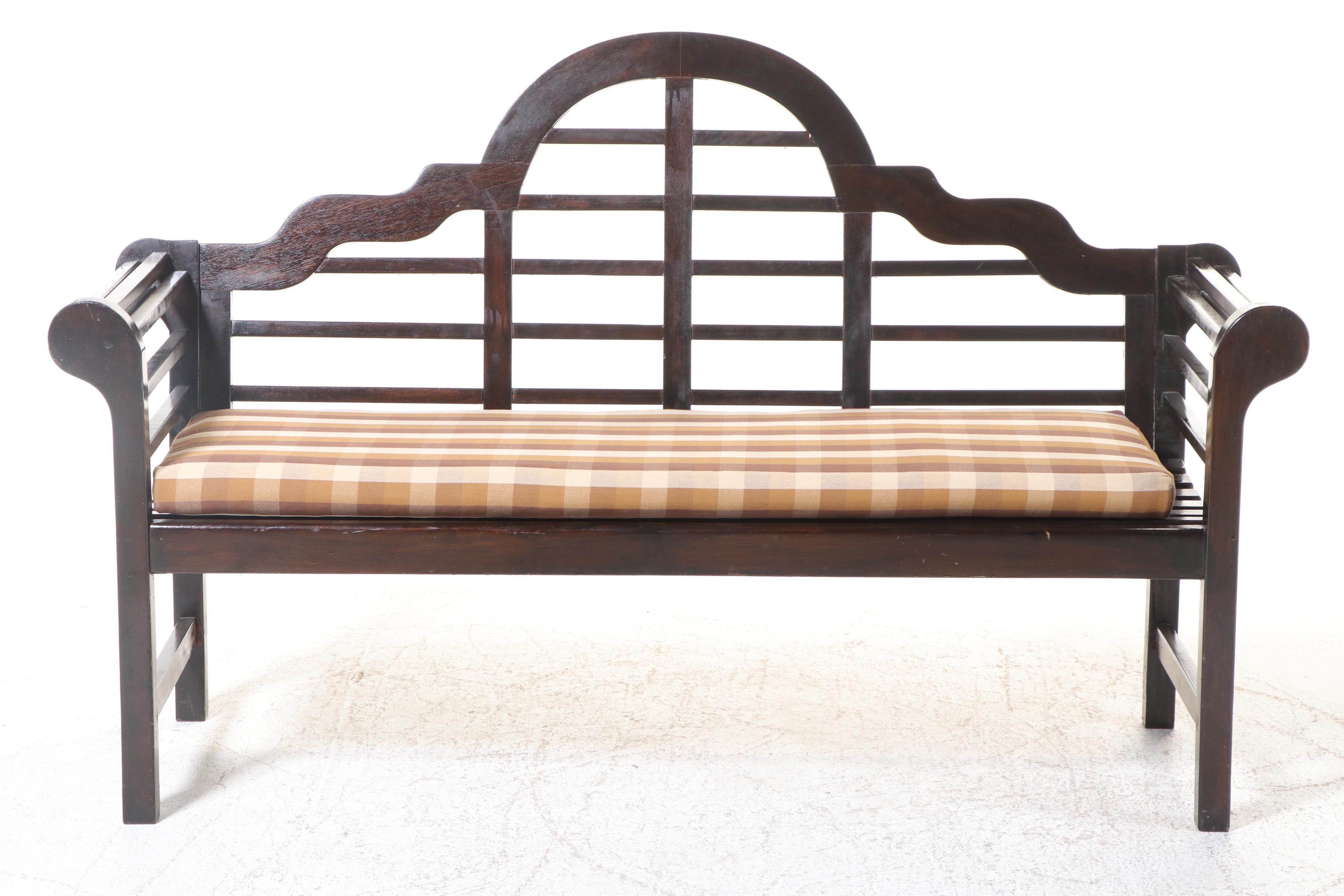 Slatted Hardwood Garden Bench, After a Design by Sir Edwin Lutyens