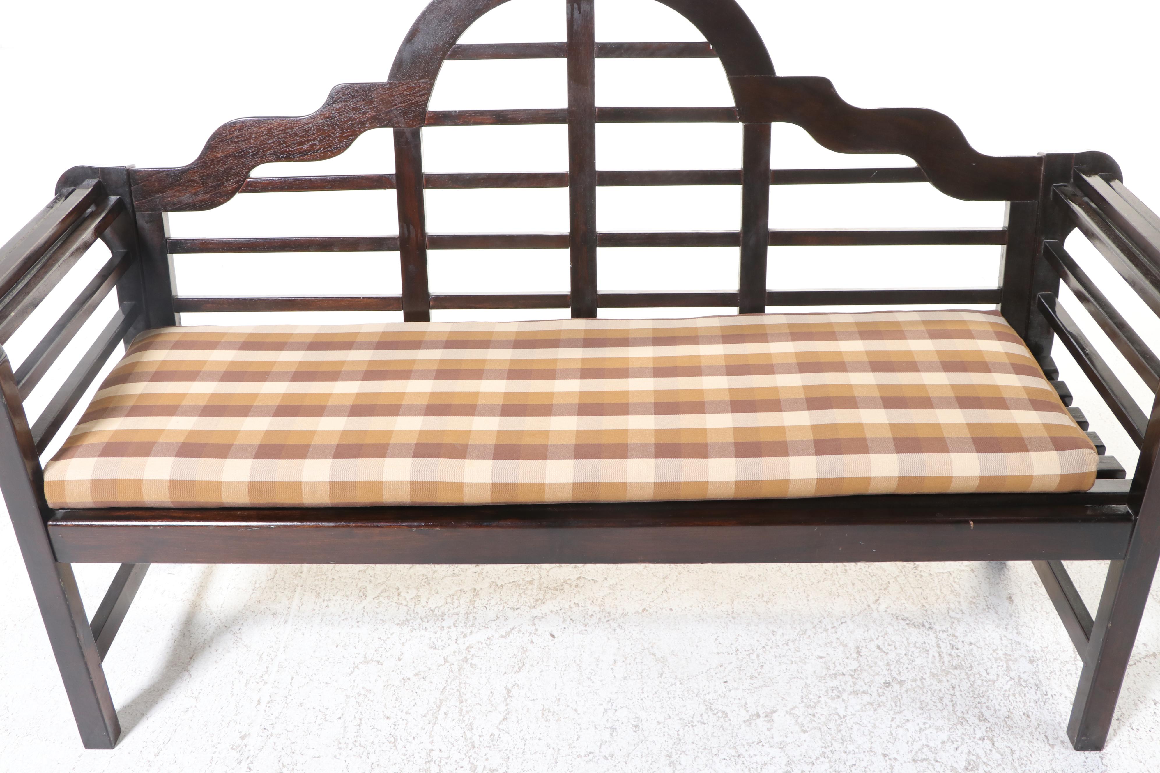 Slatted Hardwood Garden Bench, After a Design by Sir Edwin Lutyens