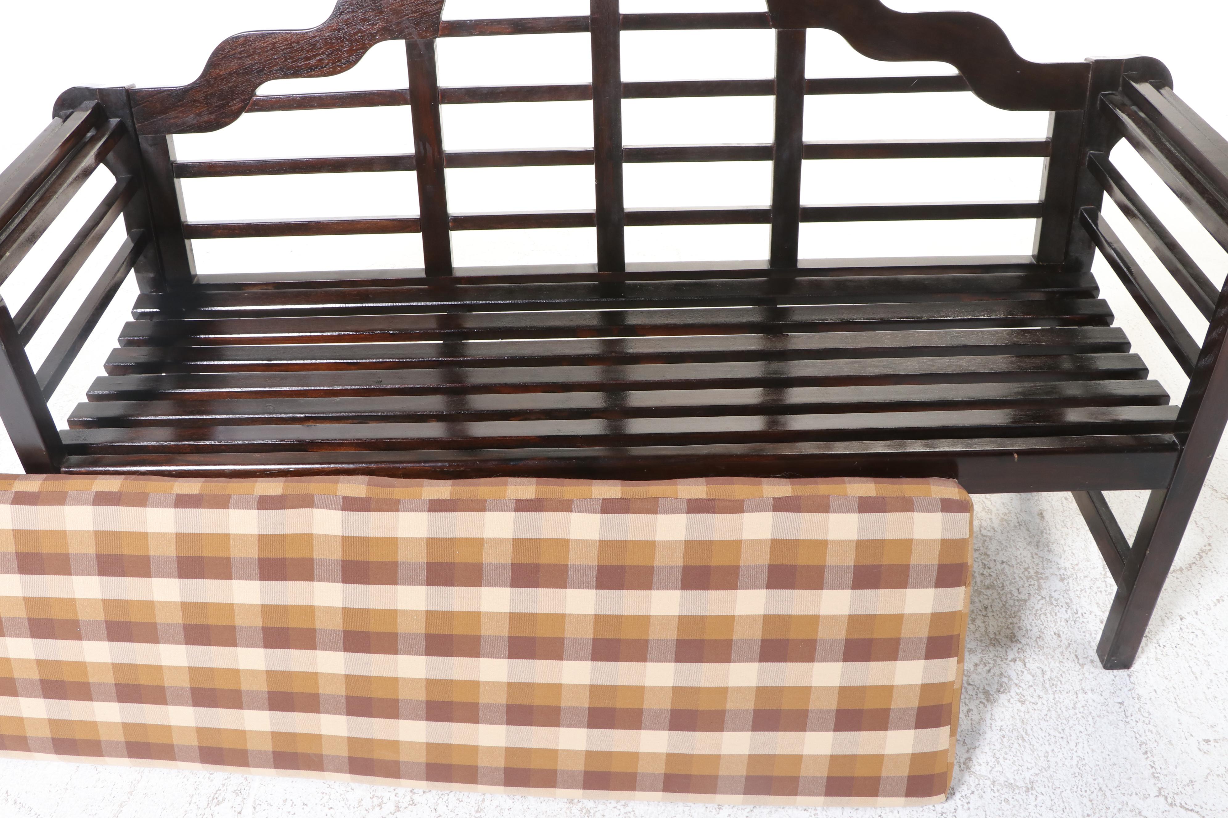 Slatted Hardwood Garden Bench, After a Design by Sir Edwin Lutyens