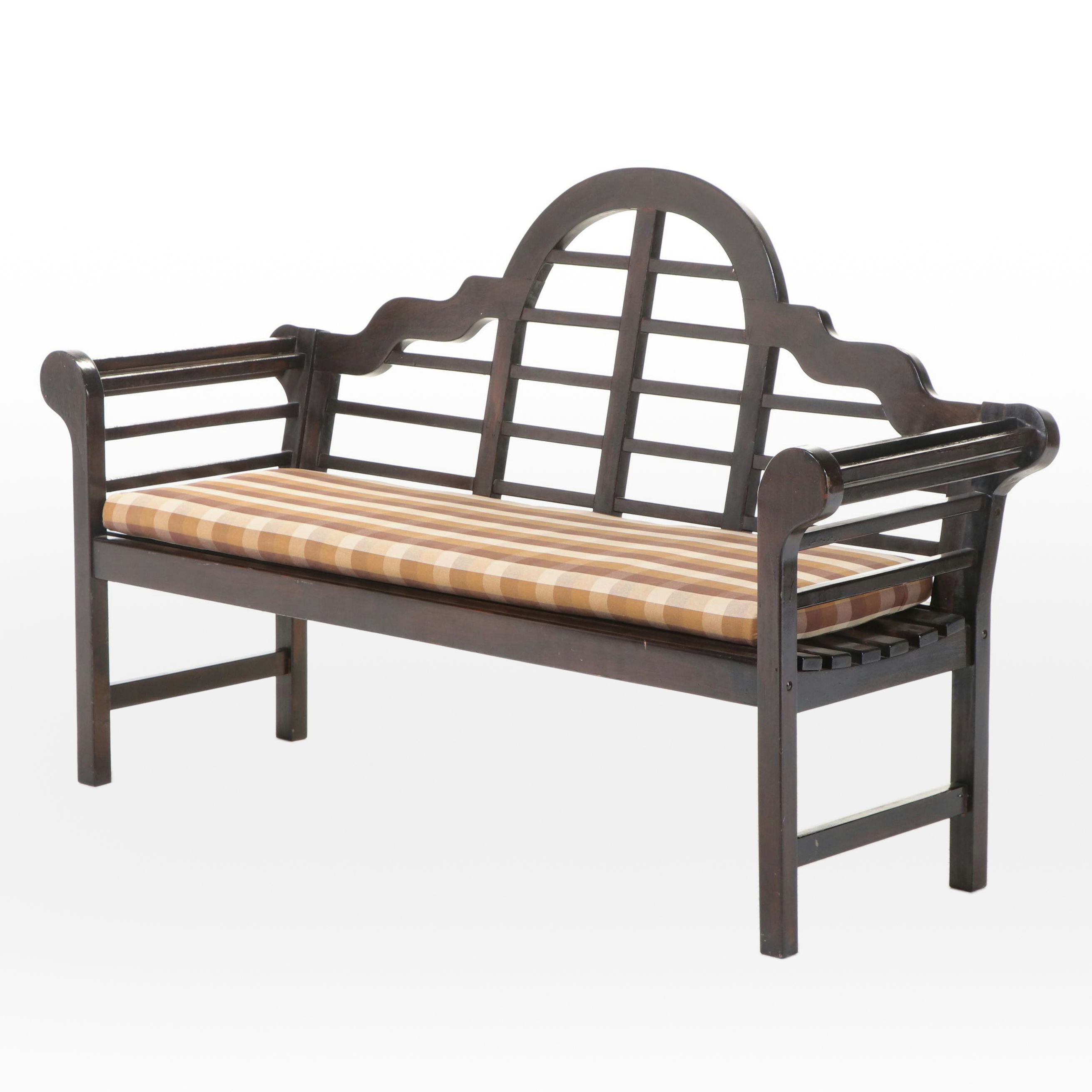 Slatted Hardwood Garden Bench, After a Design by Sir Edwin Lutyens