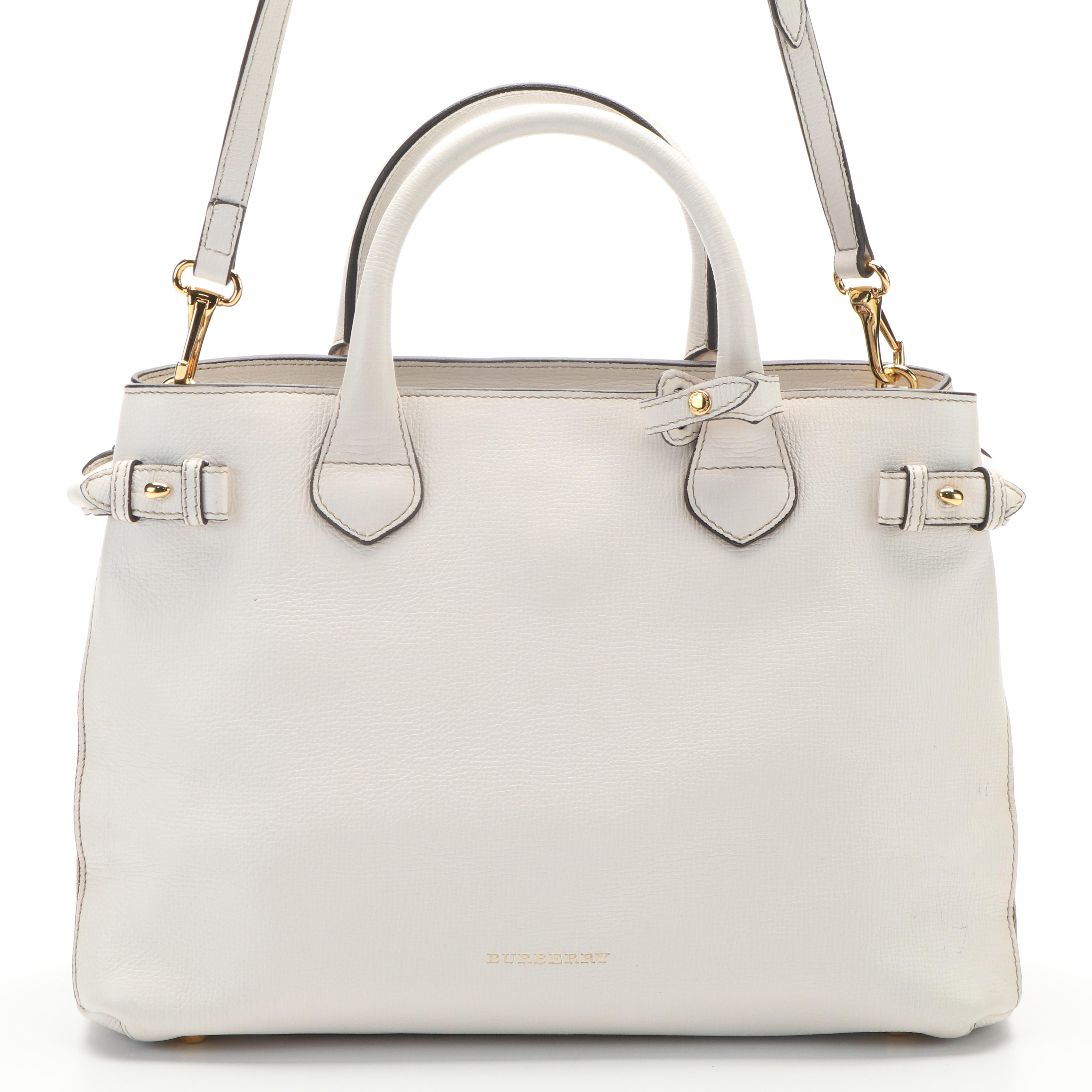 Burberry 2Way Handbag in White Grained Calf Leather