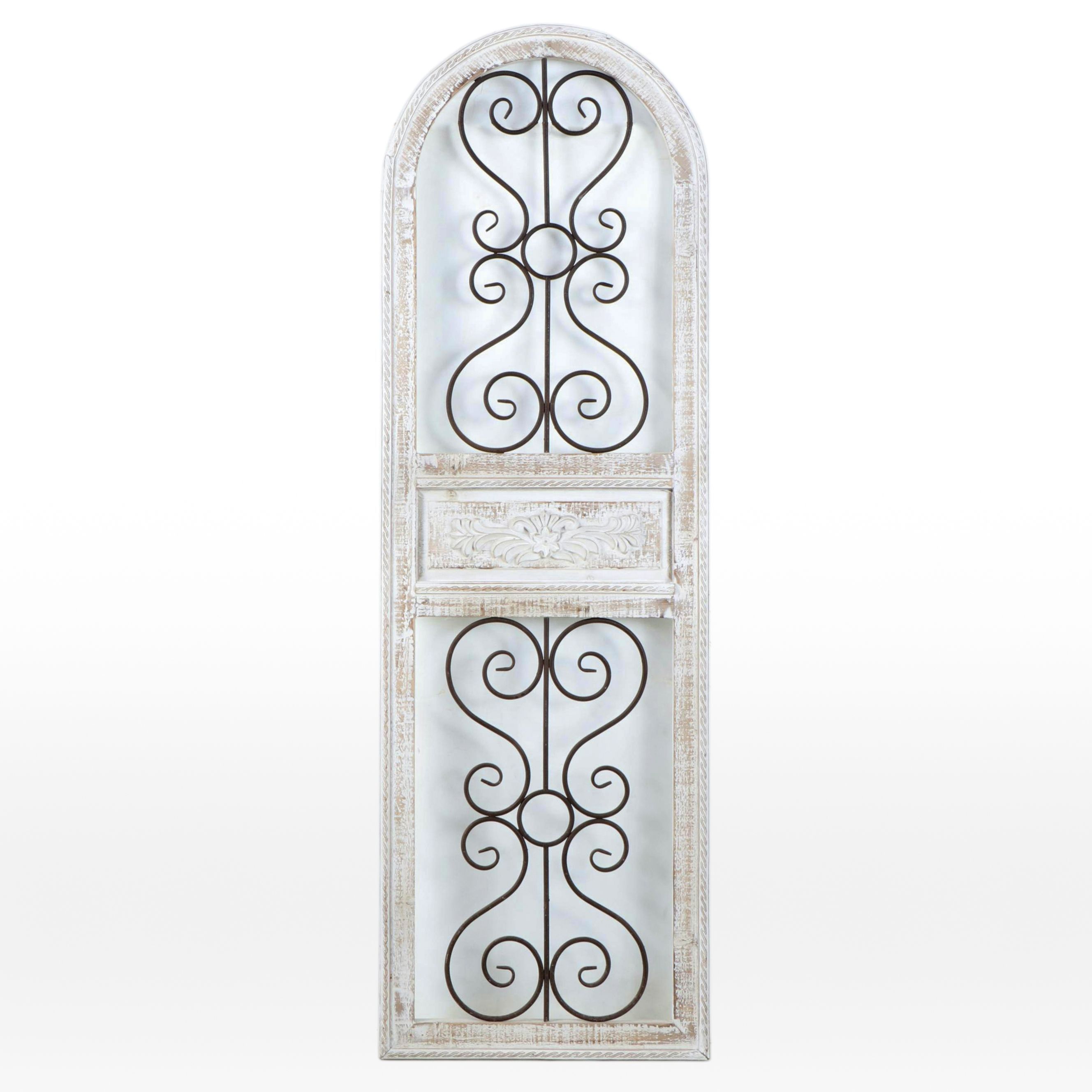 French Art Nouveau Style Scrolled Metal and Wood Decorative Architectural Panel