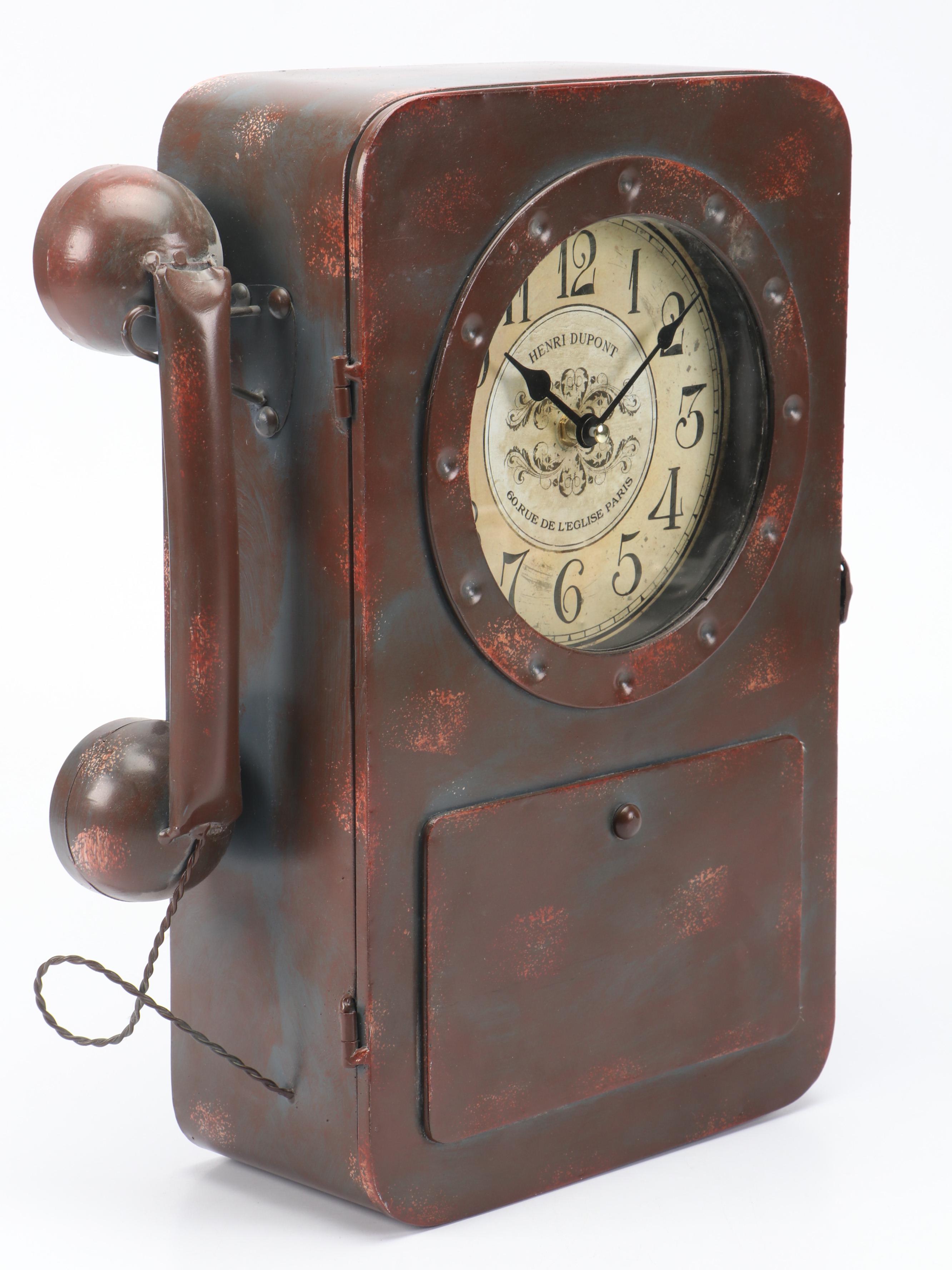 Retro Henri Dupont Decorative Metal Wall Clock With Handset