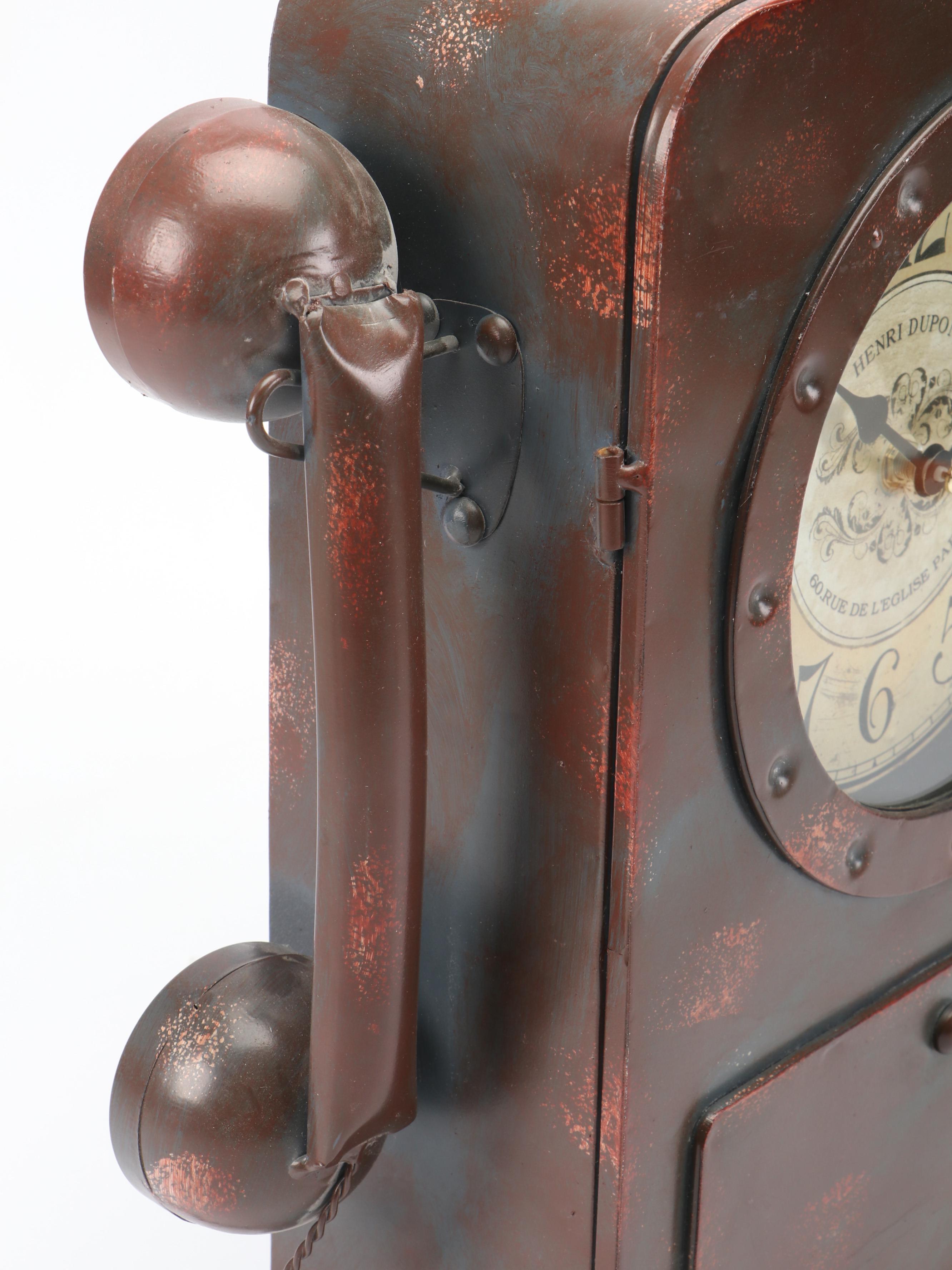 Retro Henri Dupont Decorative Metal Wall Clock With Handset