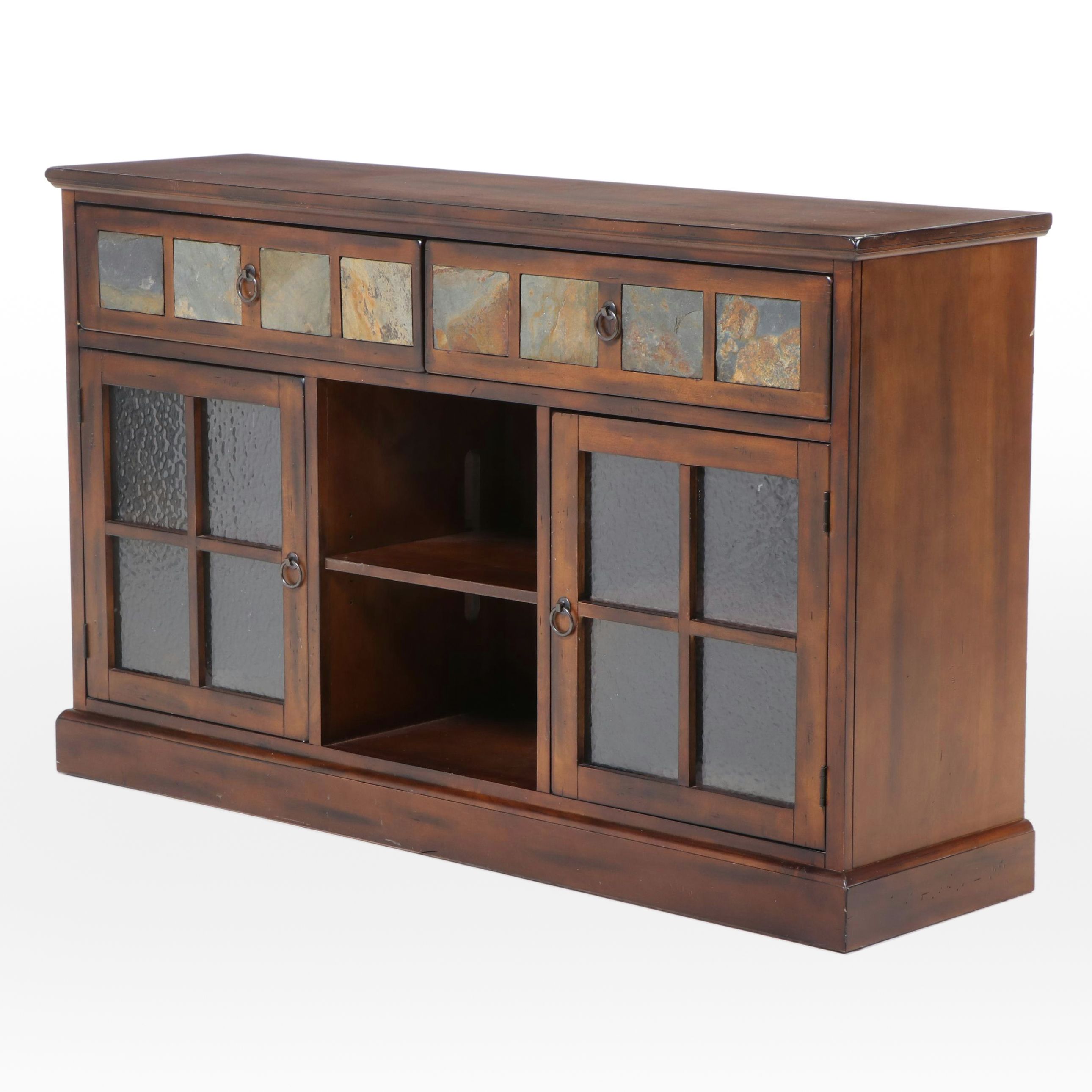 Sunny Designs "Santa Fe" Mahogany and Slate TV Console in Dark Chocolate Finish