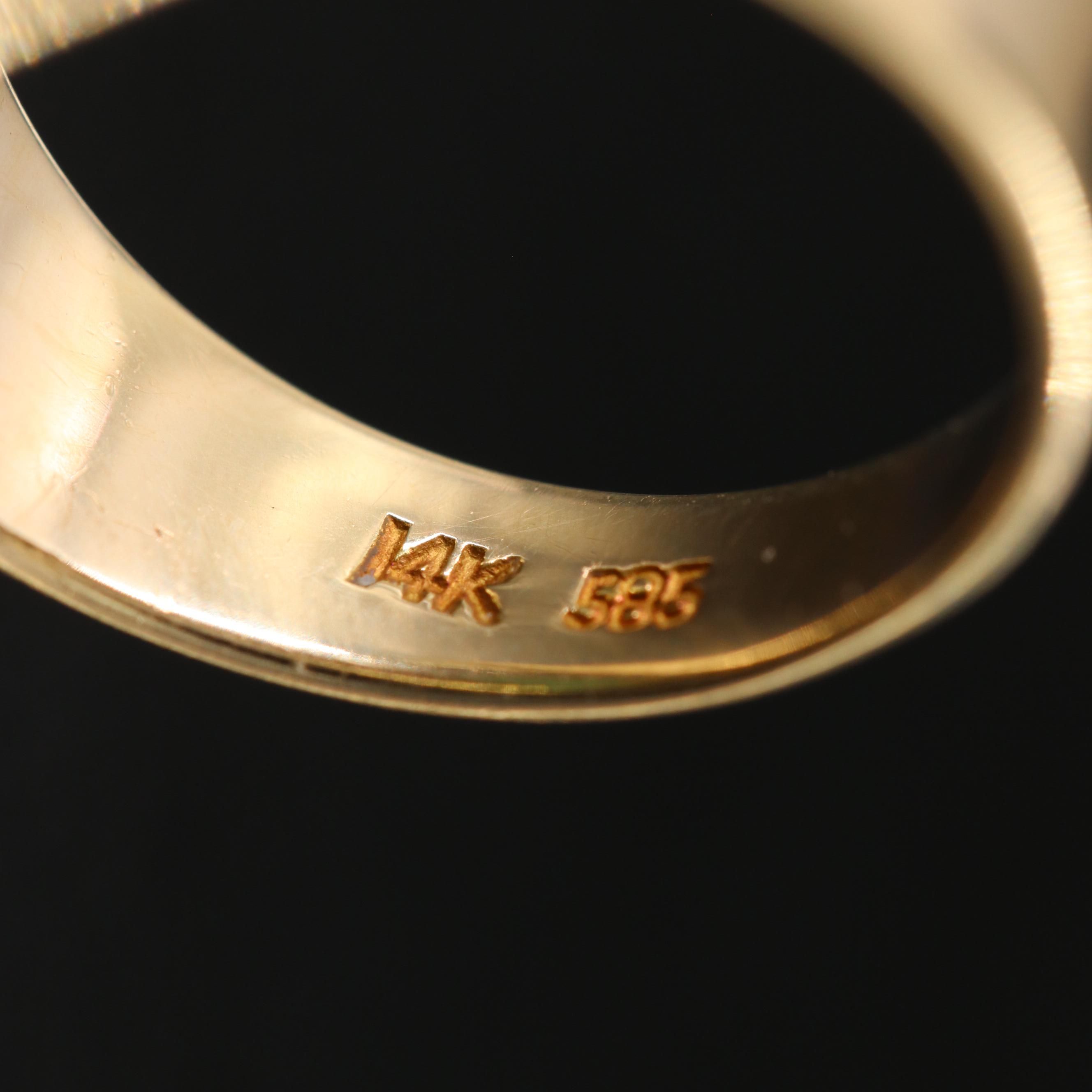 14K Jadeite and Diamond Basket Weave Ring